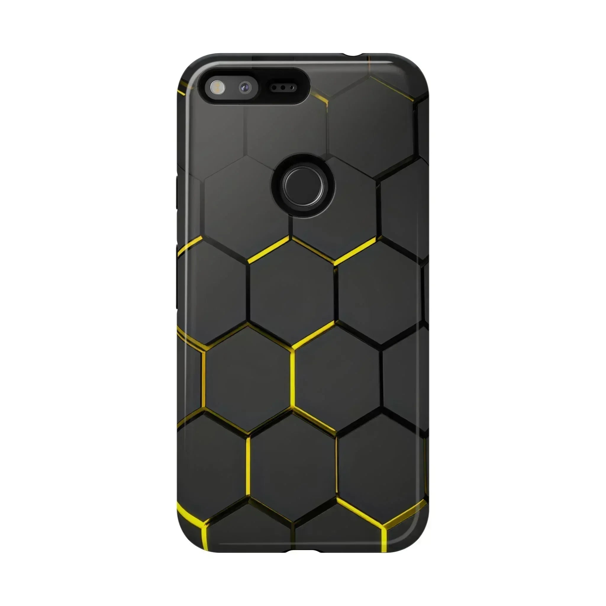 Black and Yellow Hexagon Geometric Tough Phone Case for Galaxy and Pixel - KARARMDESIGN