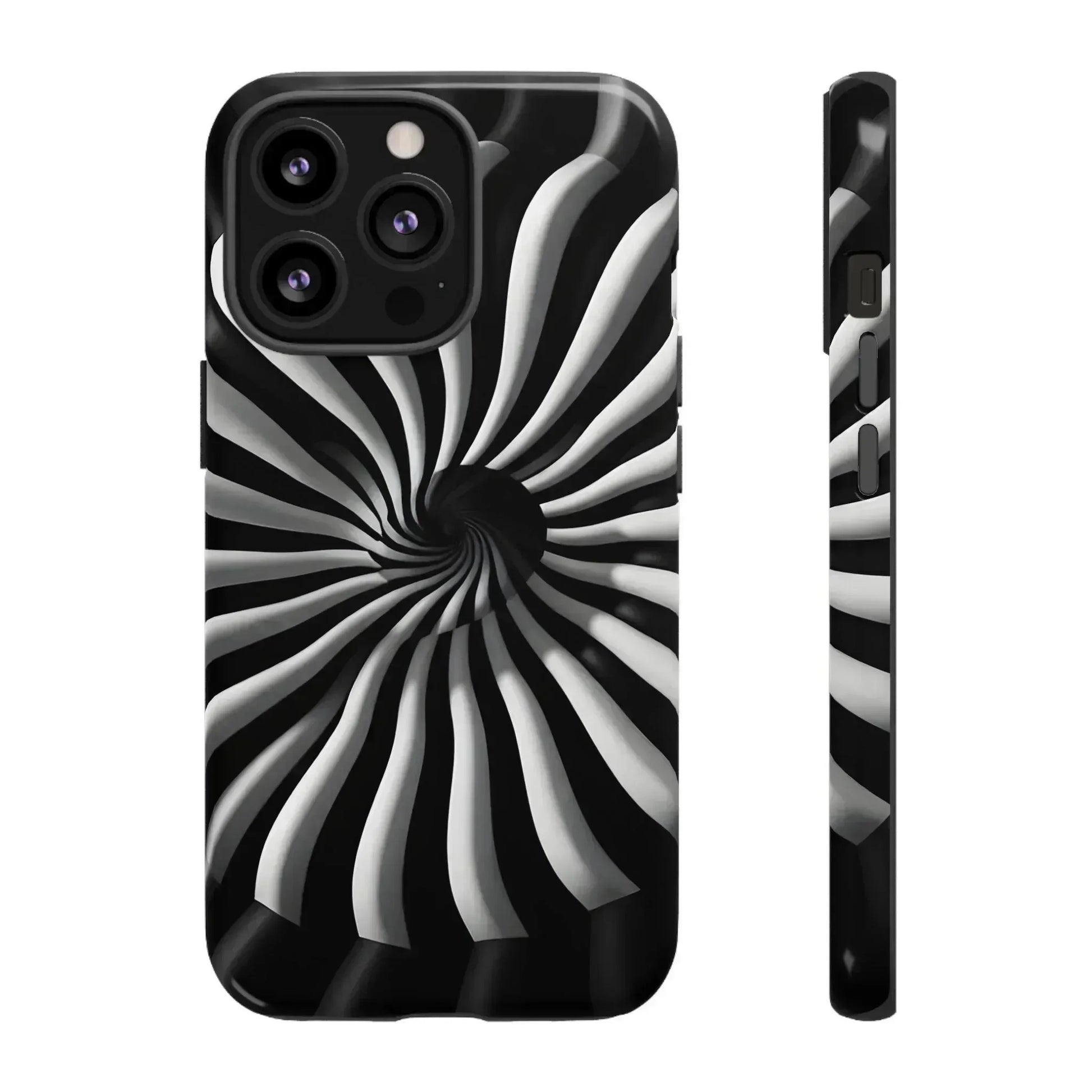 Hypnotic Black and White Spiral Phone Case for iPhone & Galaxy - KARARMDESIGN