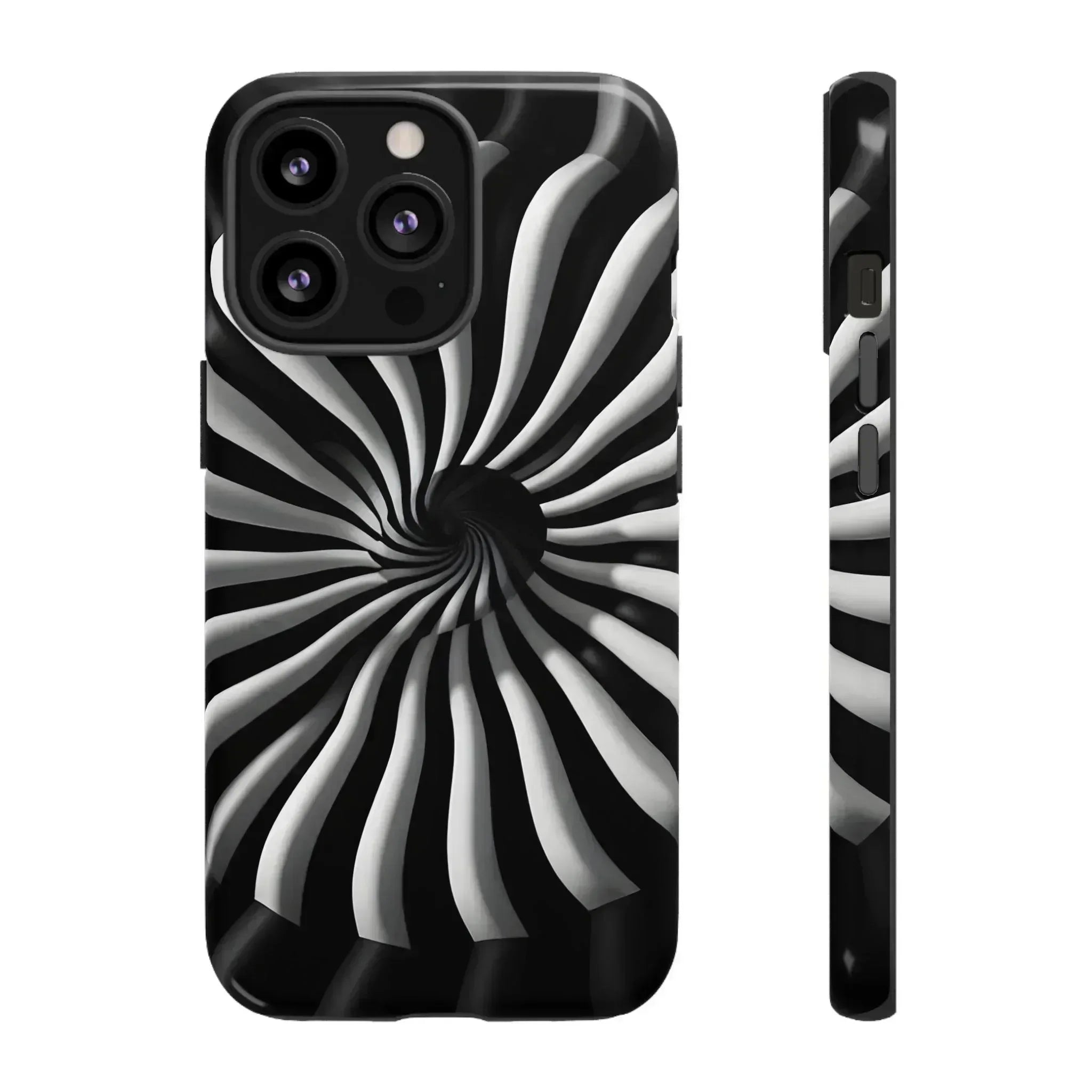 Hypnotic Black and White Spiral Phone Case for iPhone & Galaxy - KARARMDESIGN