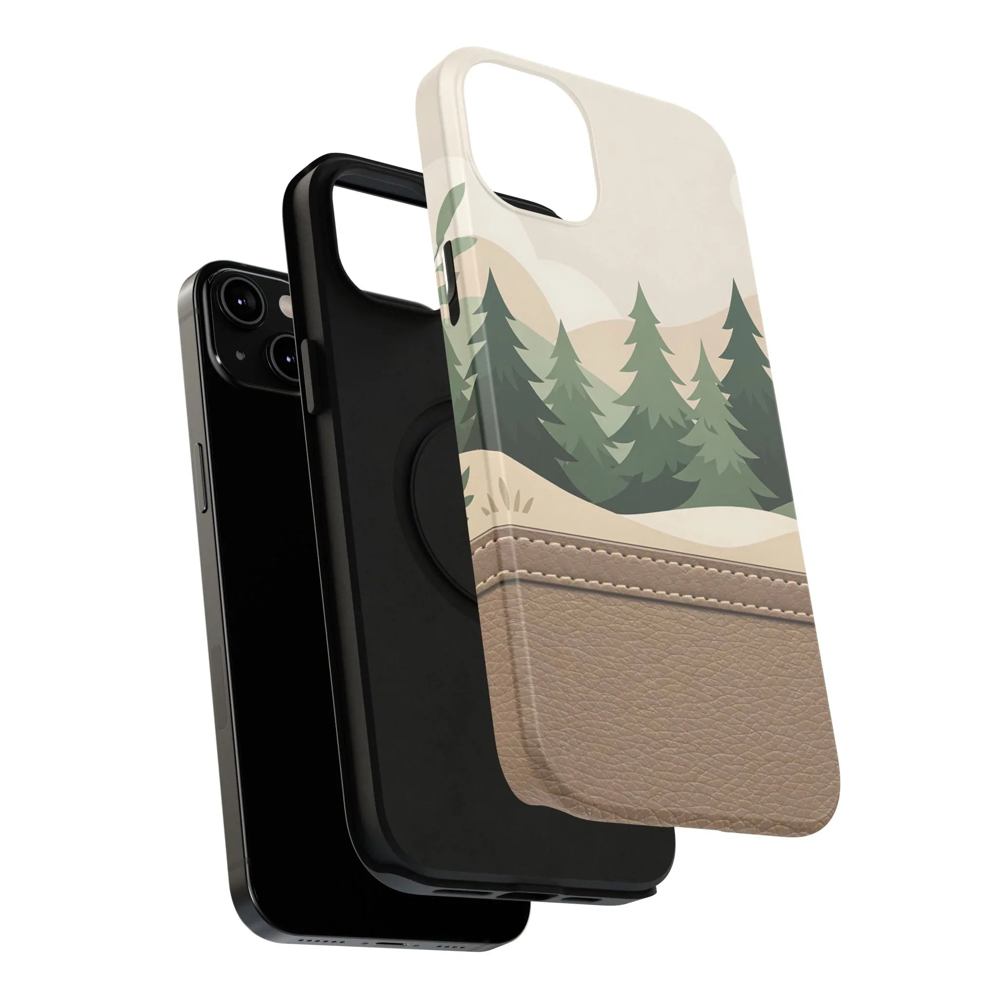 Forest Leather Phone Case for iPhone 11-17 and Galaxy S21-S25 - KARARMDESIGN