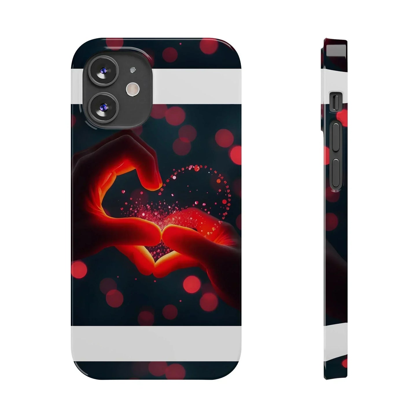 "Heart Hands Glow" Phone Case for iPhone 7 to 16 Series Models - KarArmDesign