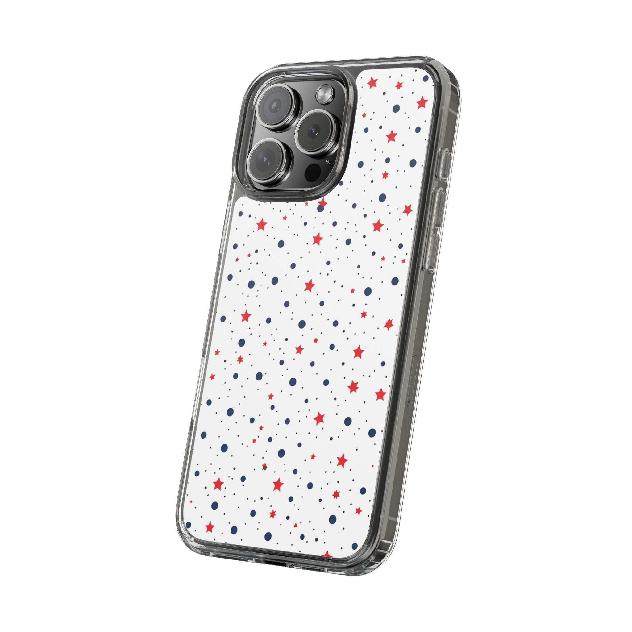 White Polka Dot & Stars Clear Case for iPhone & Samsung