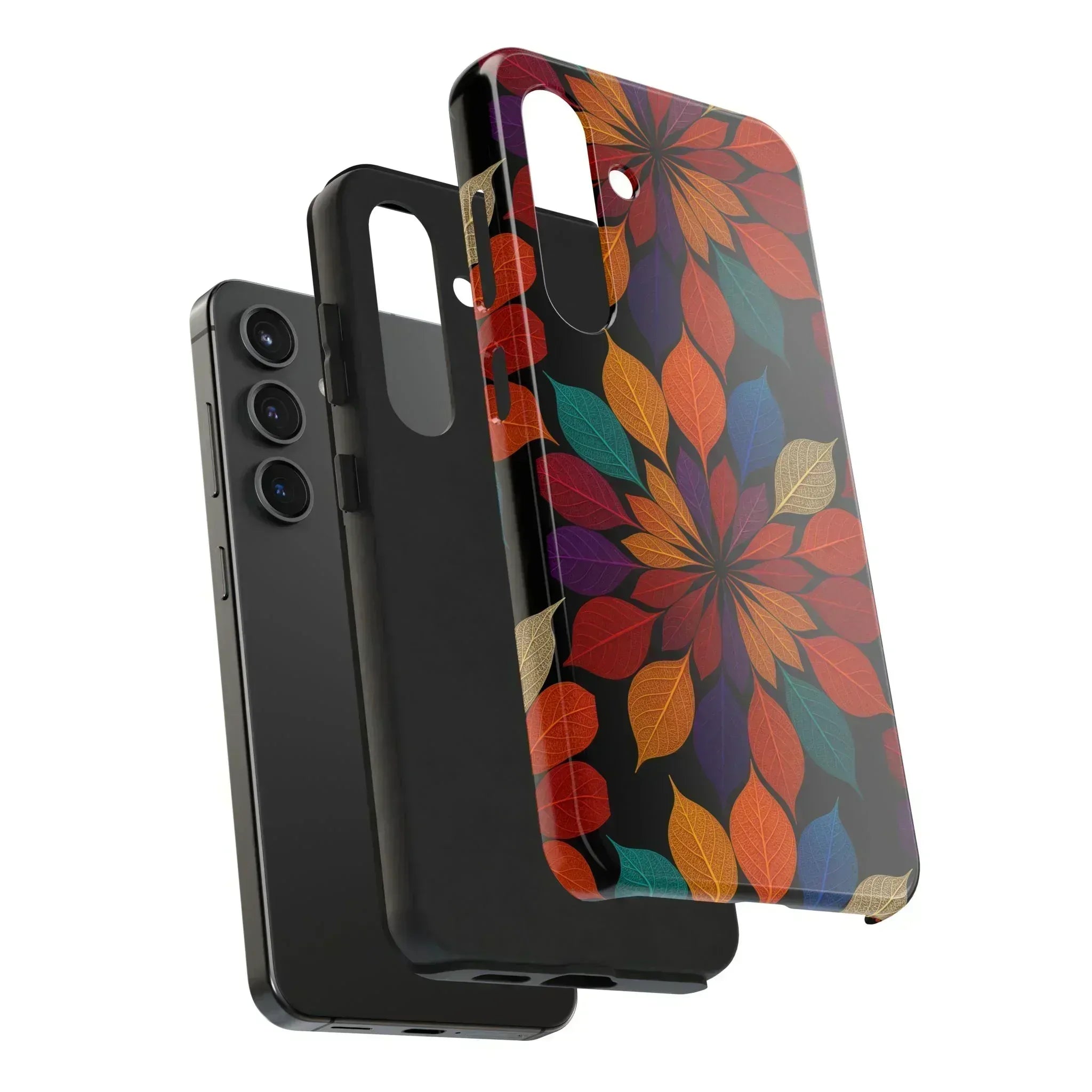 Leaf Mandala Phone Case for iPhone 11-16 and Galaxy S21-S24 - KARARMDESIGN