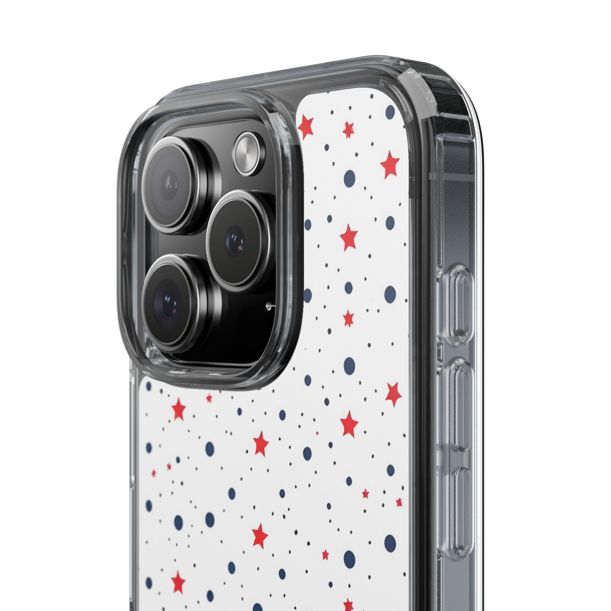 White Polka Dot & Stars Clear Case for iPhone & Samsung