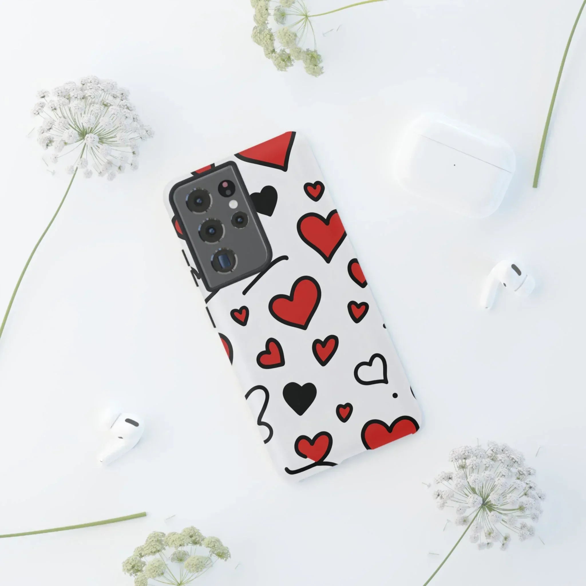 Scattered Hearts Phone Case for iPhone 11-17 and Galaxy S10-S25 - KARARMDESIGN