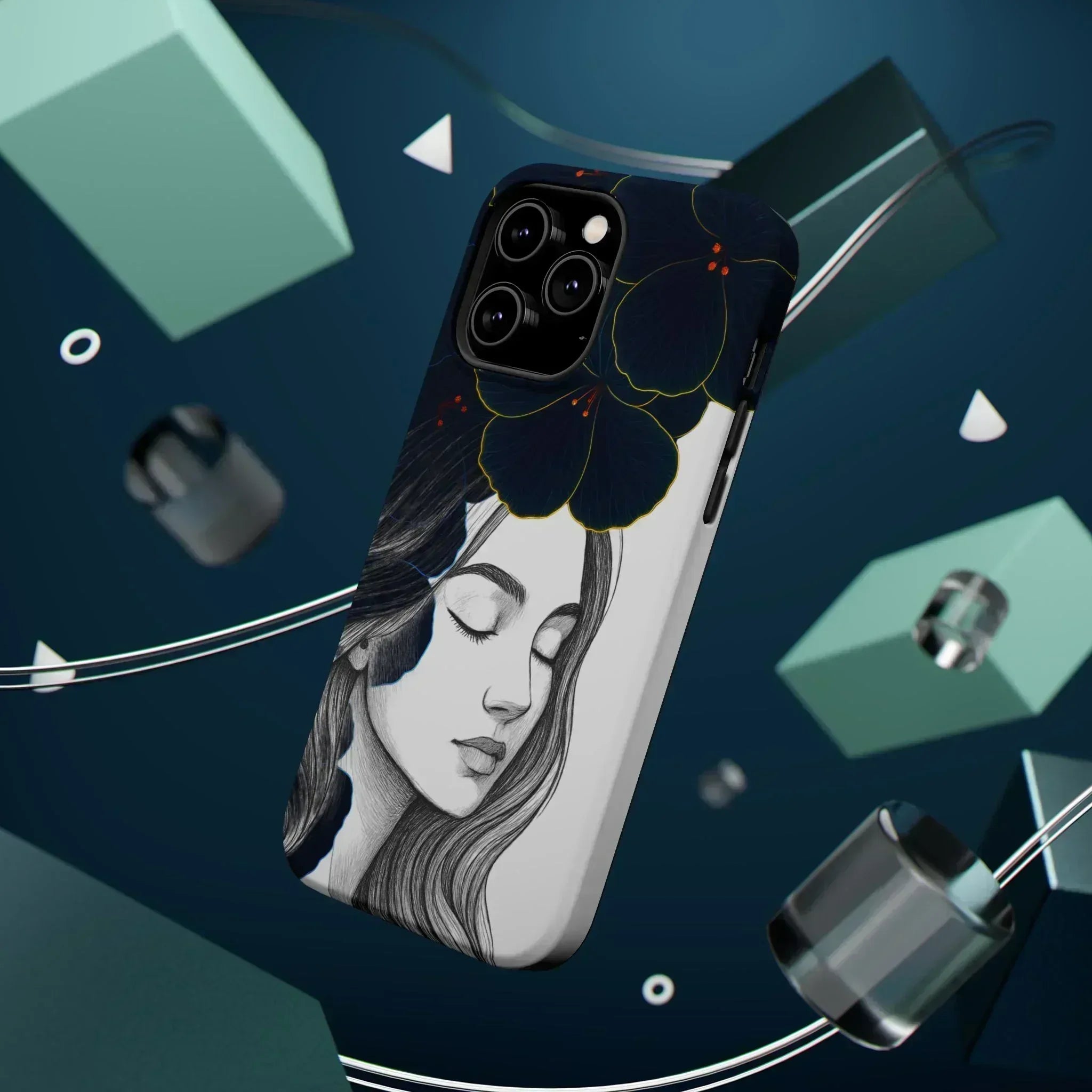 Dark Floral Elegance Phone Case for iPhone 13-16 - KARARMDESIGN