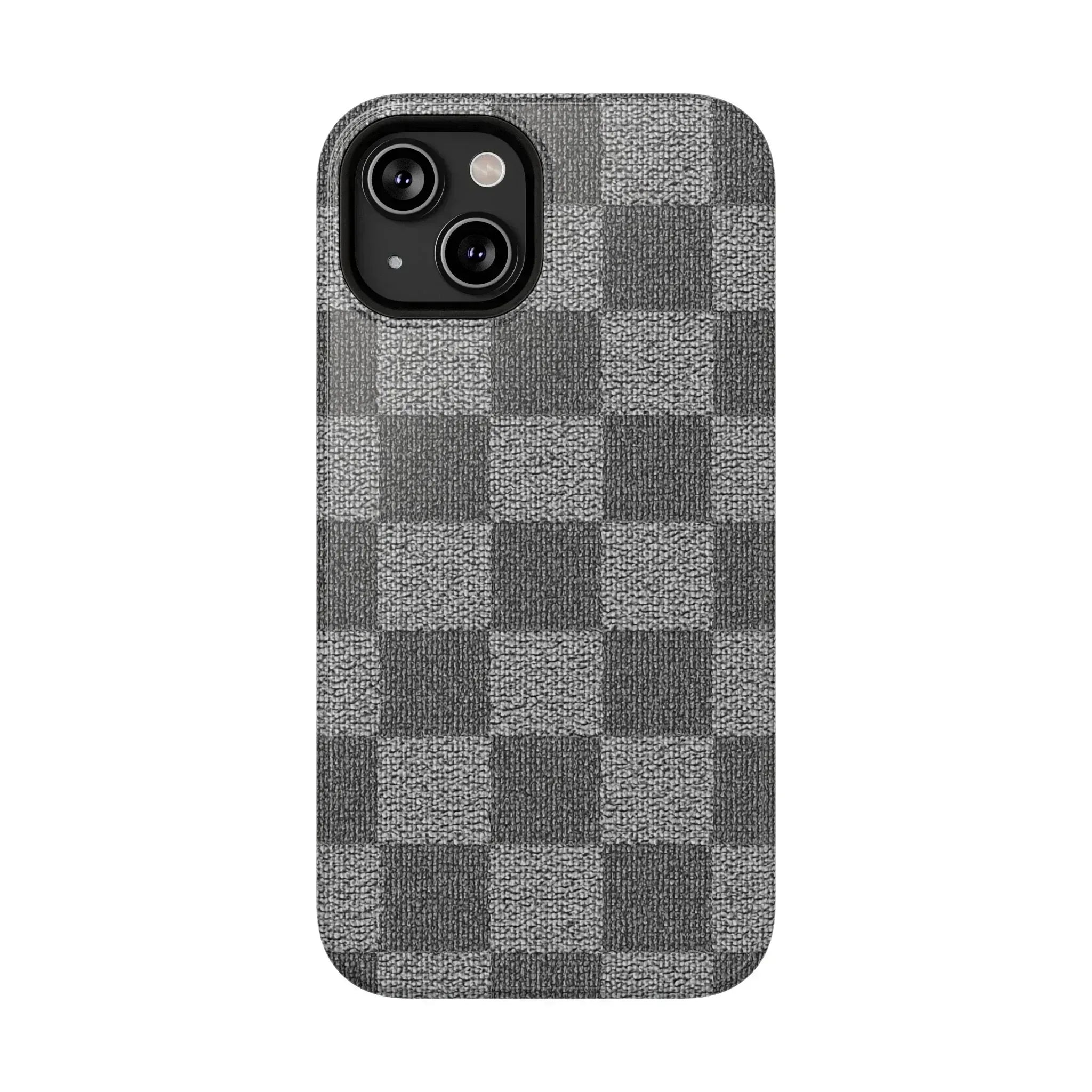 Gray Checkered Phone Case for iPhone 12-16 and Galaxy S21-S22 - KARARMDESIGN