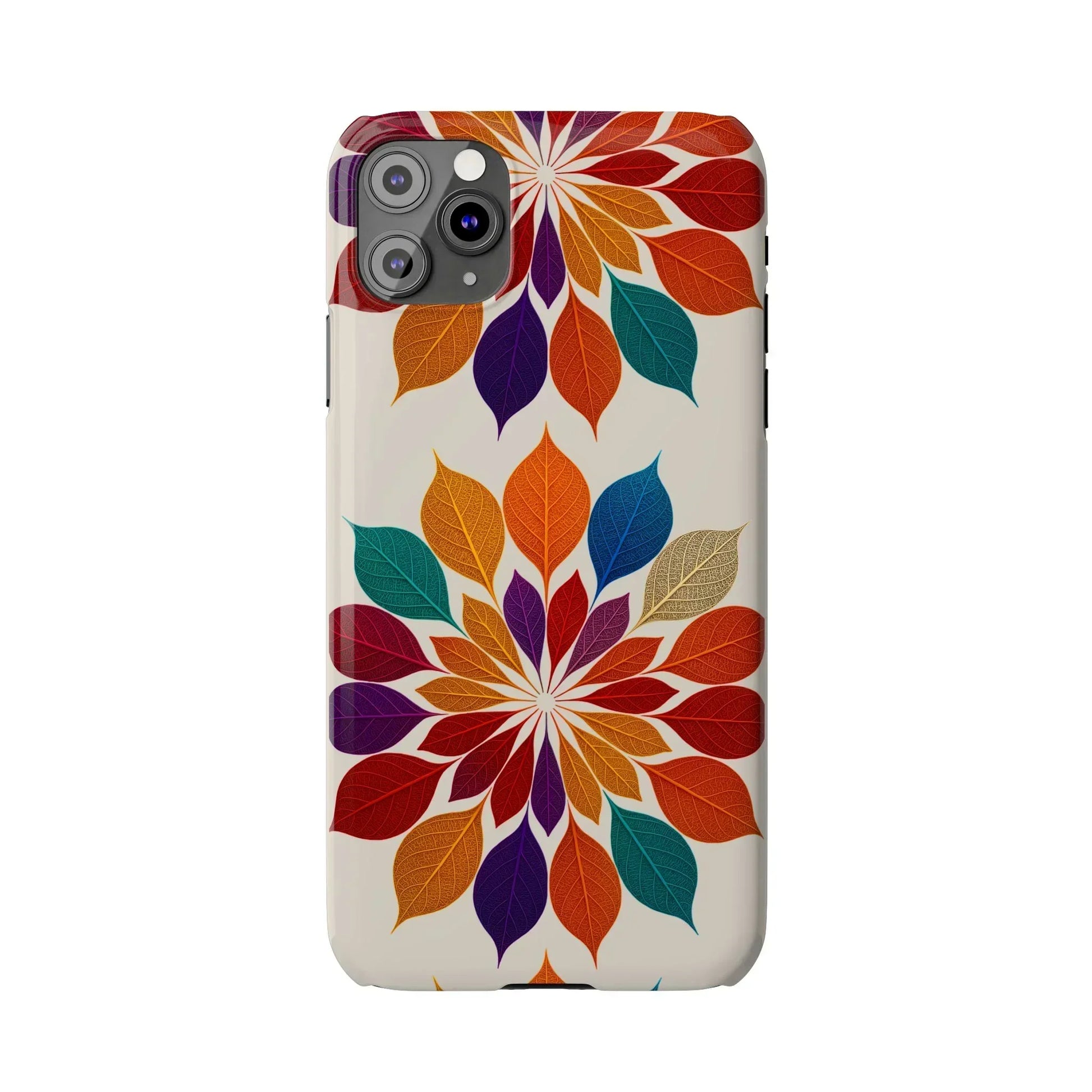 Leaf Mandala Botanical Burst Design Slim Phone Case for iPhone 7-16 Models - KarArmDesign