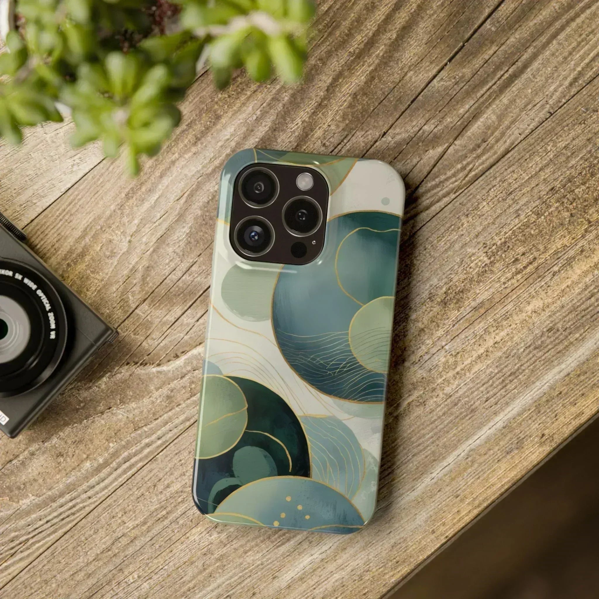 Abstract Teal Slim Phone Case for iPhone 12-16 - KARARMDESIGN