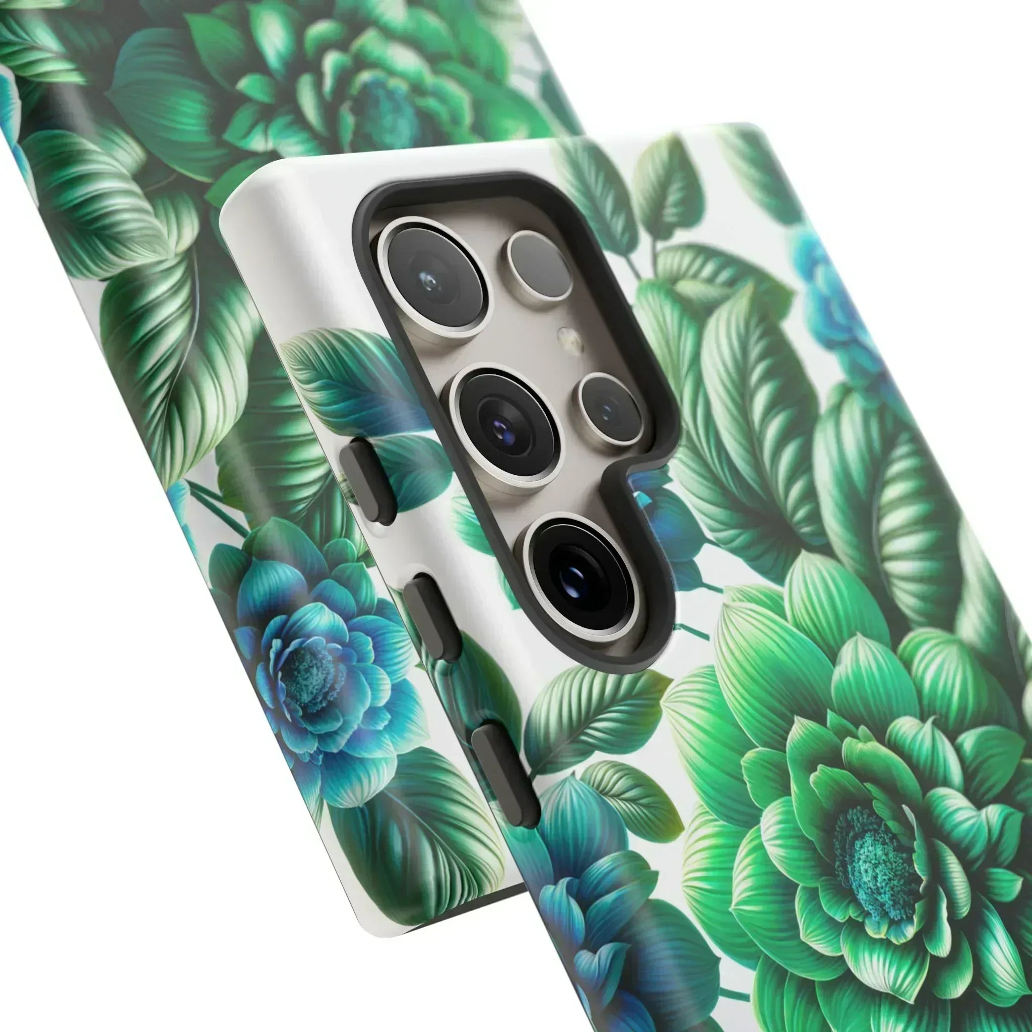 Green and Blue Floral Phone Case for Galaxy S10-S25 - KARARMDESIGN