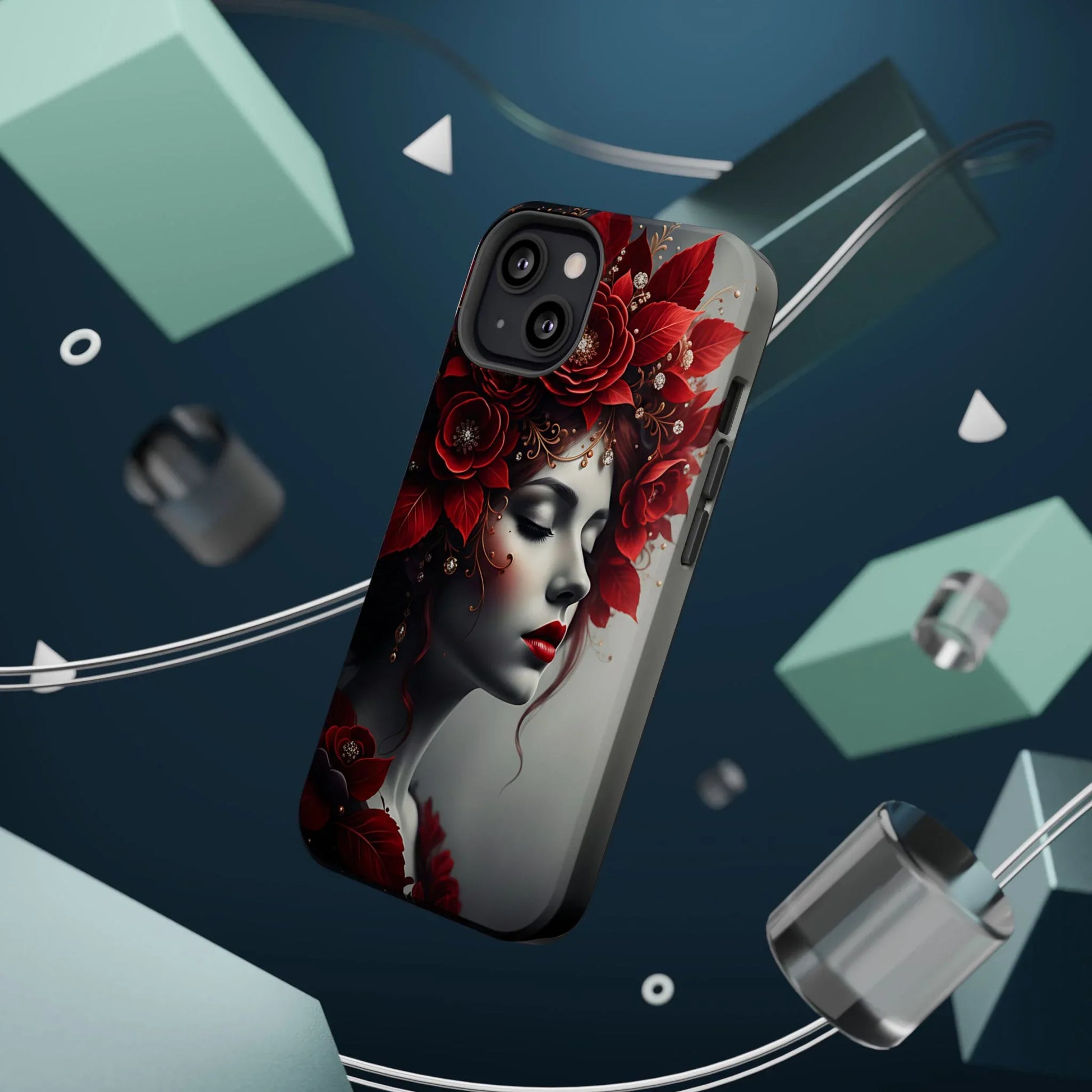 Scarlet Bloom Portrait Phone Case for iPhone 13-17 - KARARMDESIGN