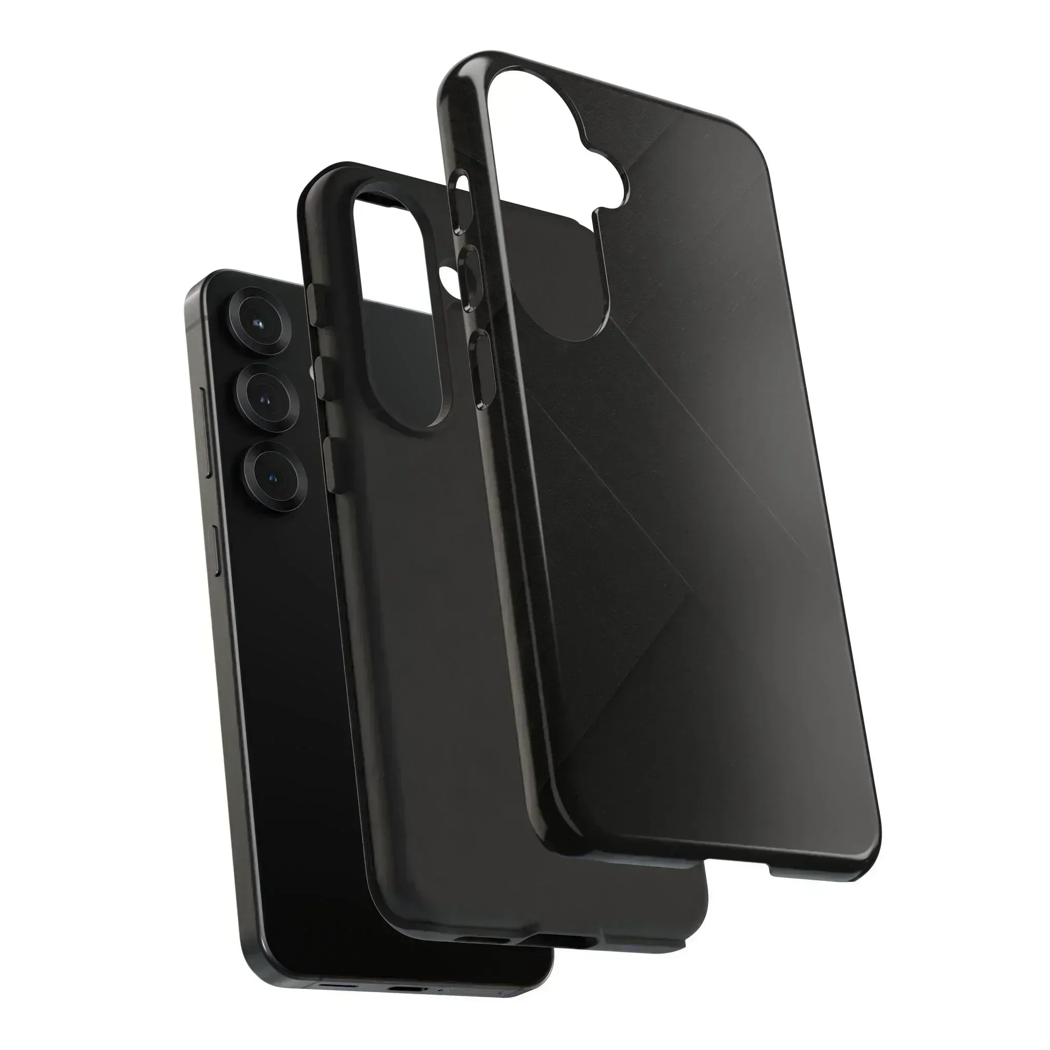 Matte Black Diagonal Line Phone Case for iPhone 8-16 and Galaxy S10-S25 - KARARMDESIGN