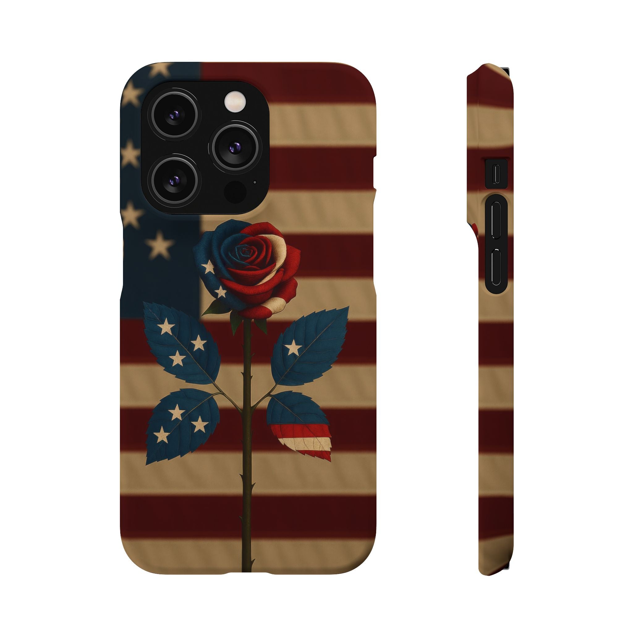 American Rose Flag Phone Case for iPhone 8-17 and Galaxy S20-S26