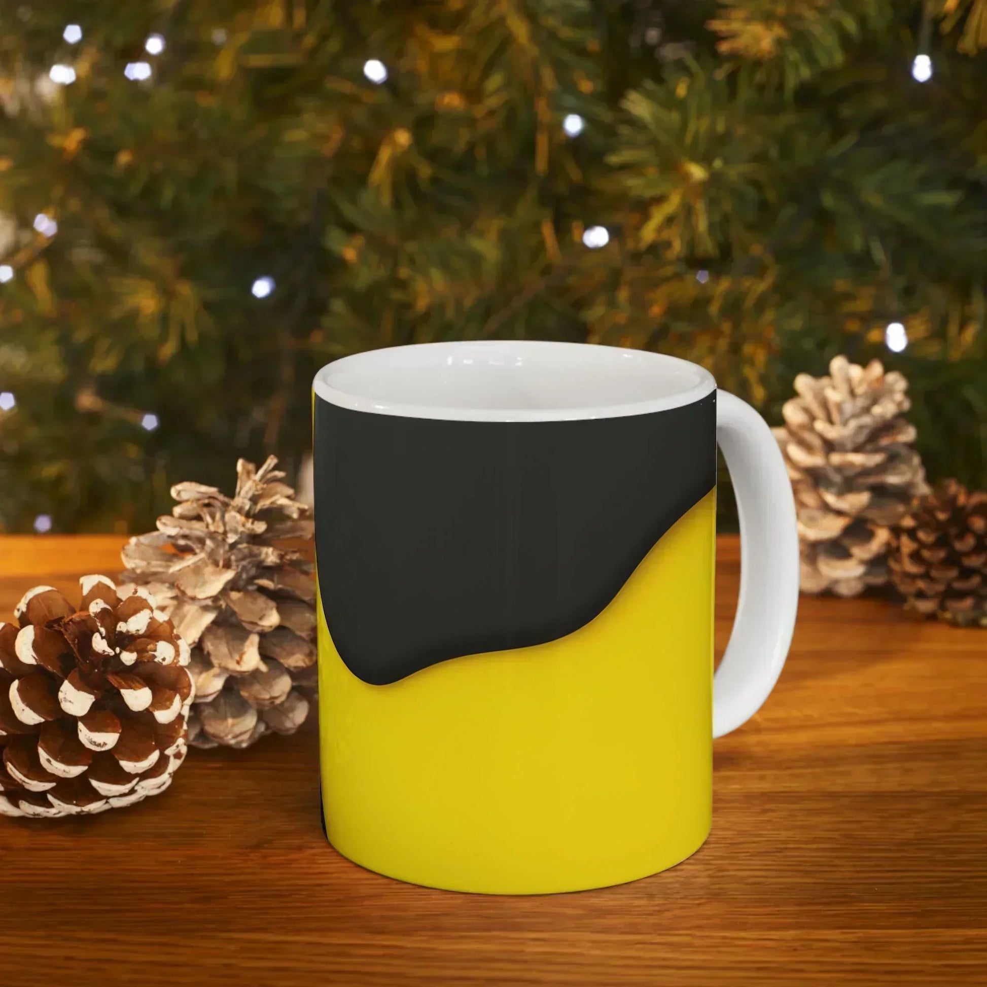 Black and Yellow Ceramic Mug - 11oz - KarArmDesign