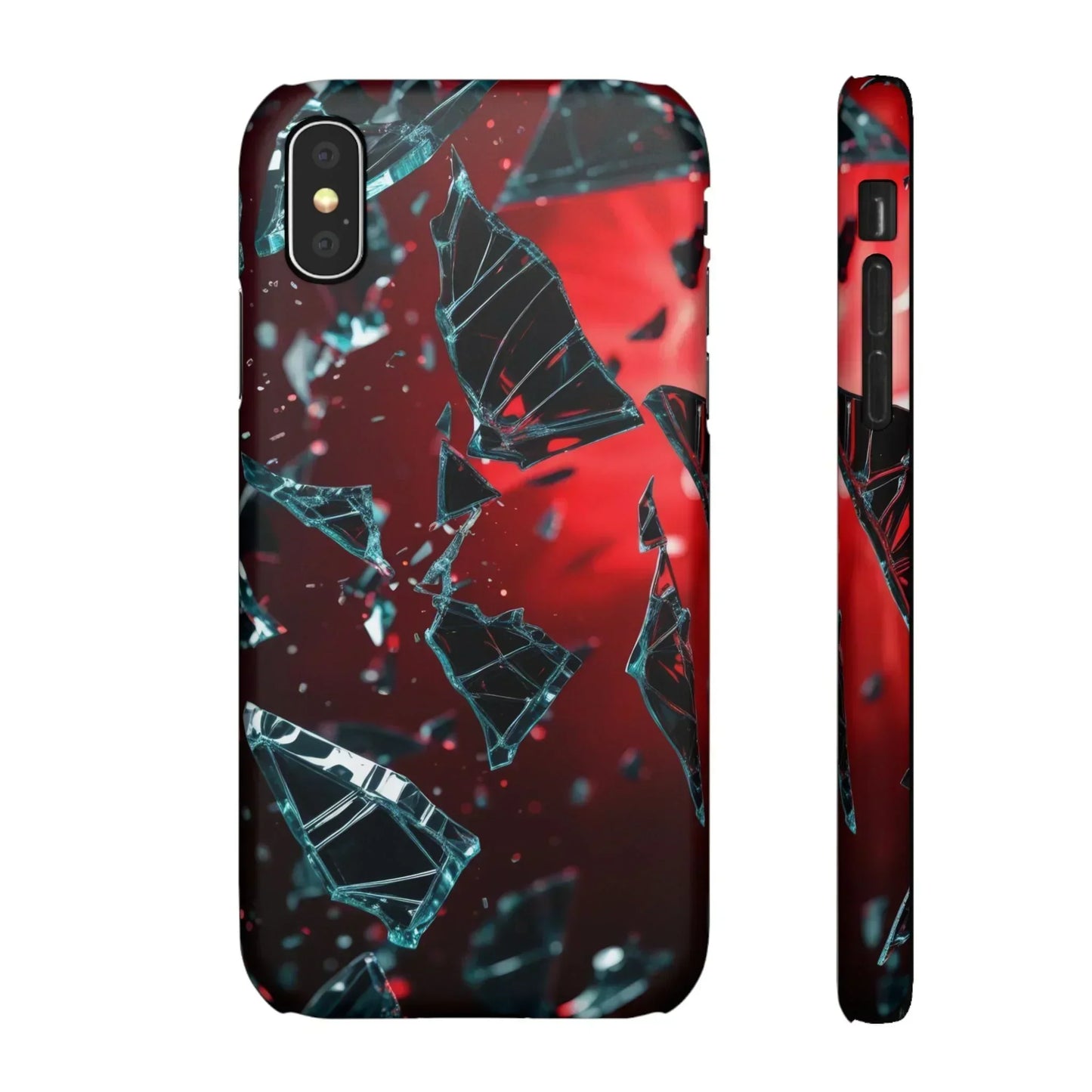 "Crimson Impact" Realistic Glass Shard Snap Phone Case for iPhone 7-16 and Samsung Galaxy S10-S24 Models - KarArmDesign
