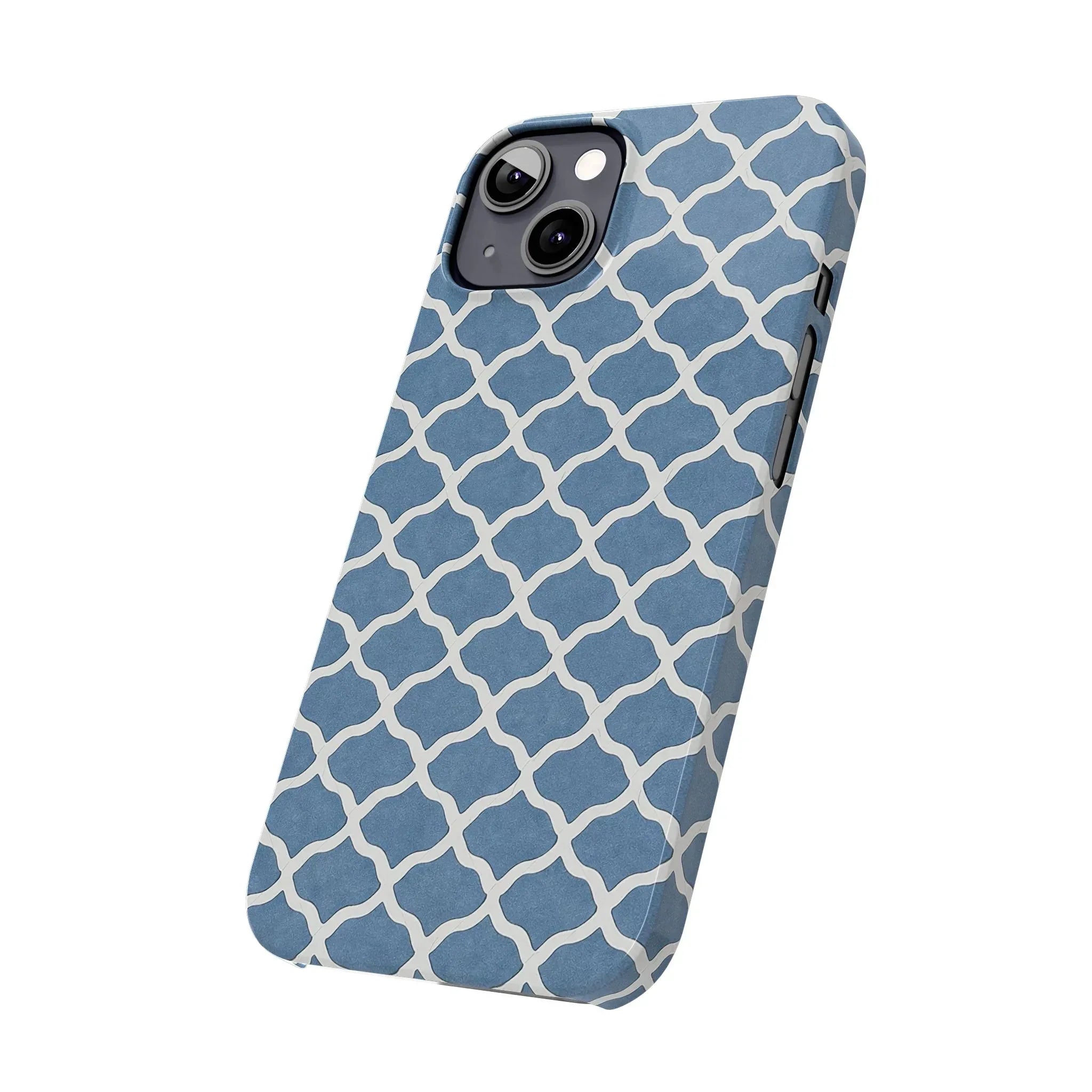 Azure Lattice Pattern Phone Case Slim Phone Cases for iPhone 11-17 - KARARMDESIGN