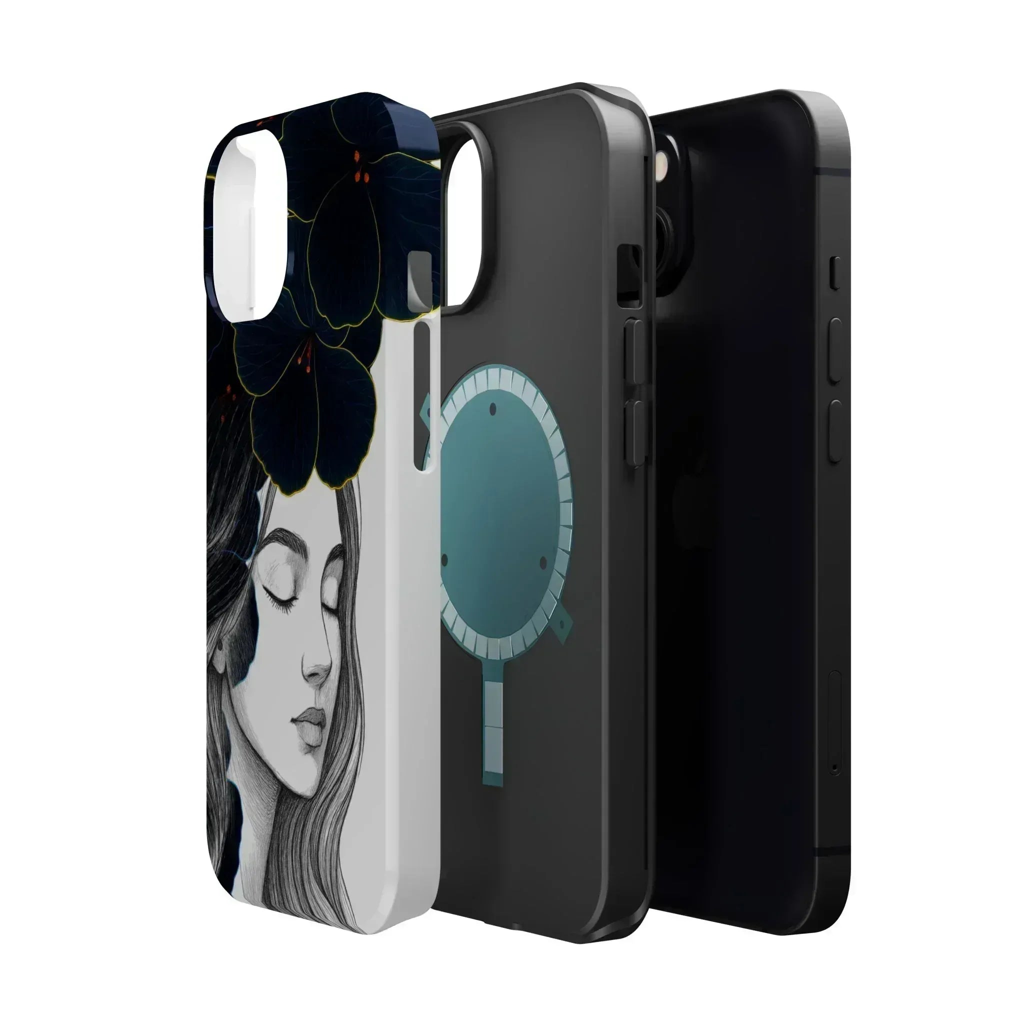 Dark Floral Elegance Phone Case for iPhone 13-16 - KARARMDESIGN