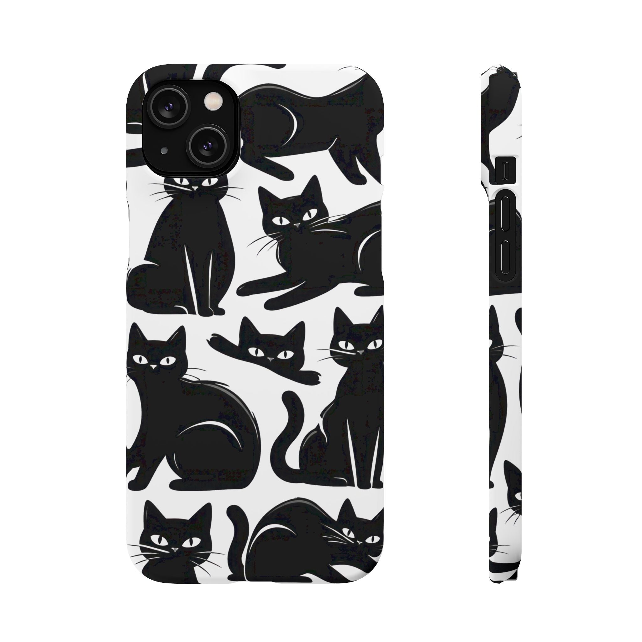Black Cats Phone Case for iPhone 11-17 and Galaxy S20-S26