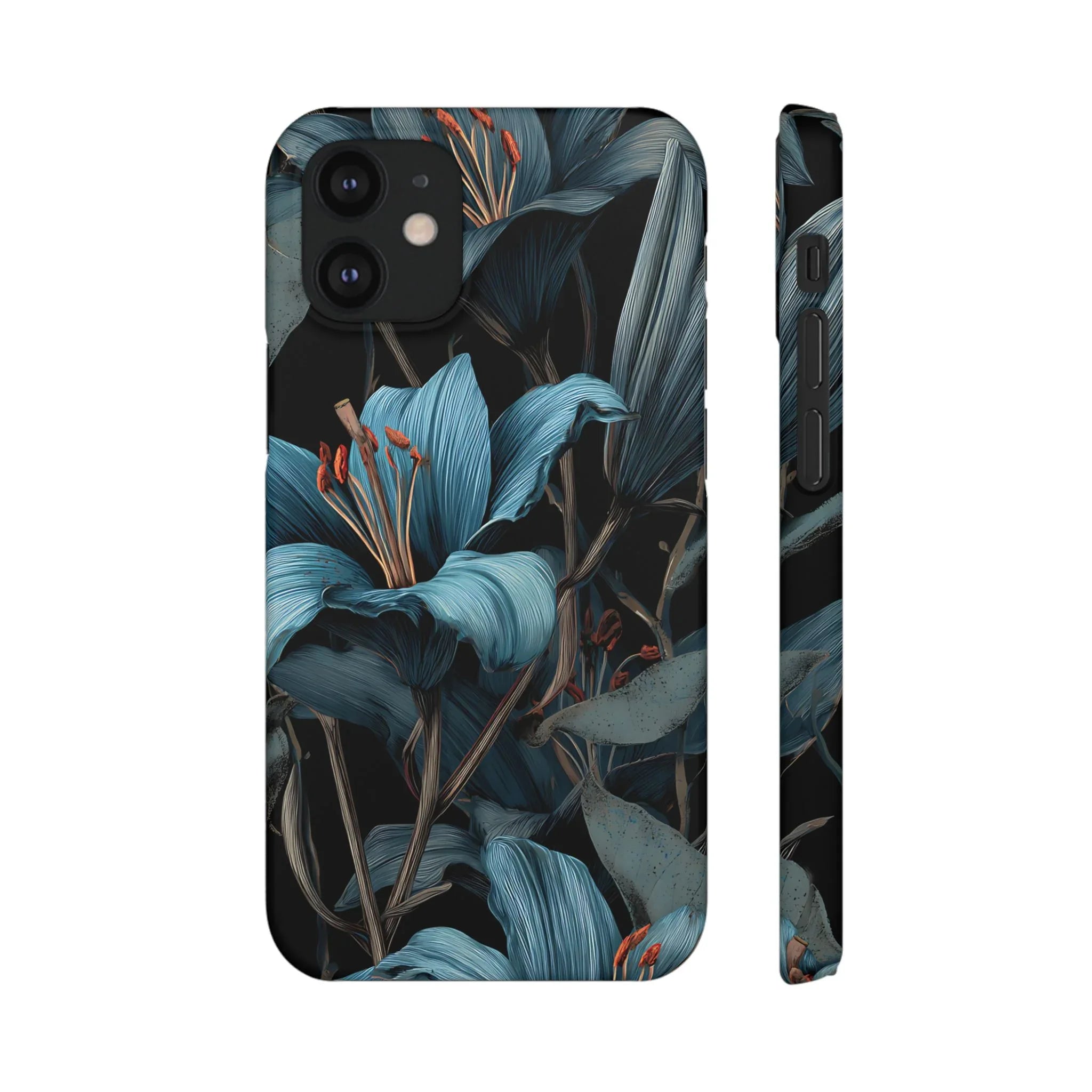 Blue Lily Floral Phone Case for iPhone 11-17 and Galaxy S20-S25 - KARARMDESIGN