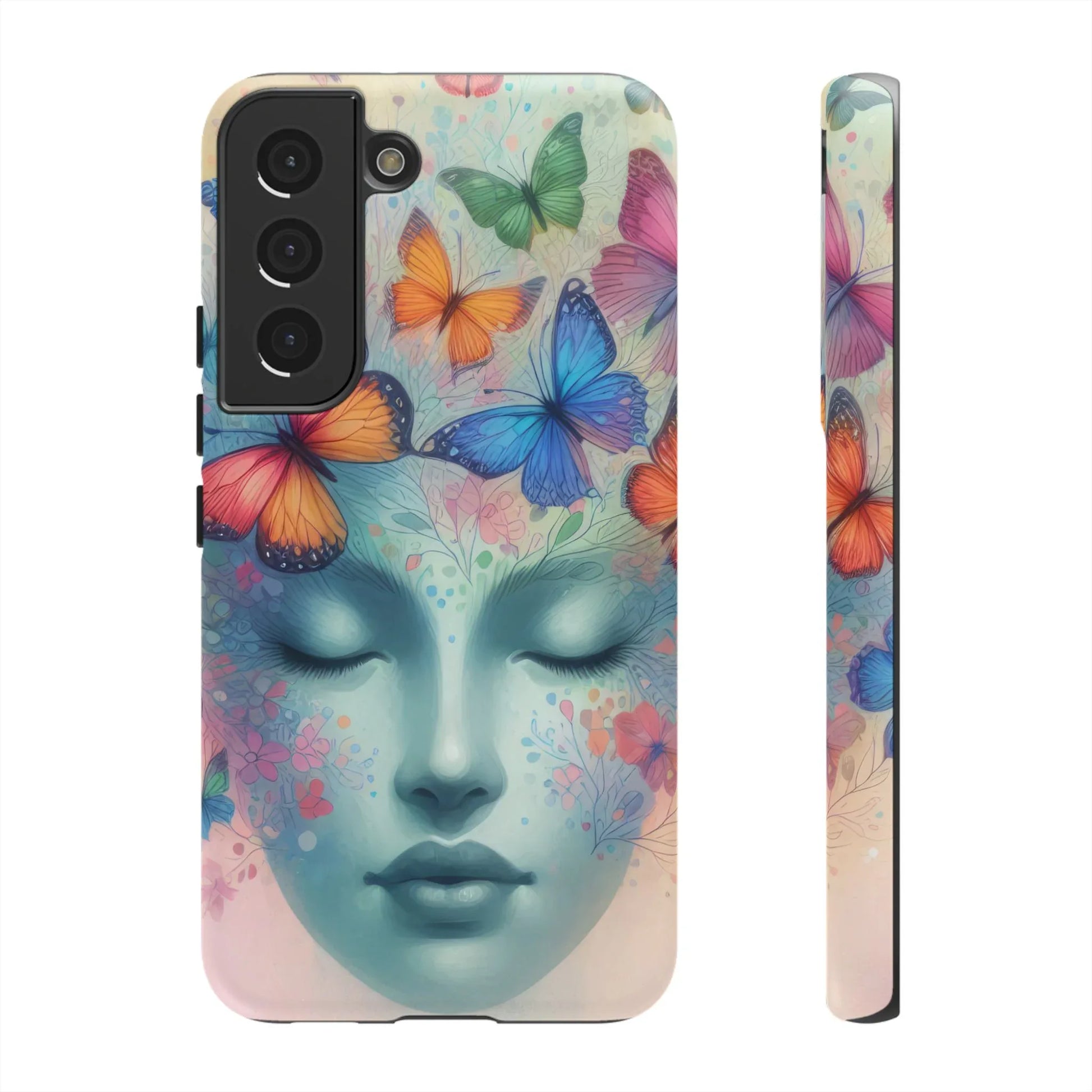 Butterfly Bloom Dreamy Woman Phone Case for Galaxy and Pixel - KARARMDESIGN