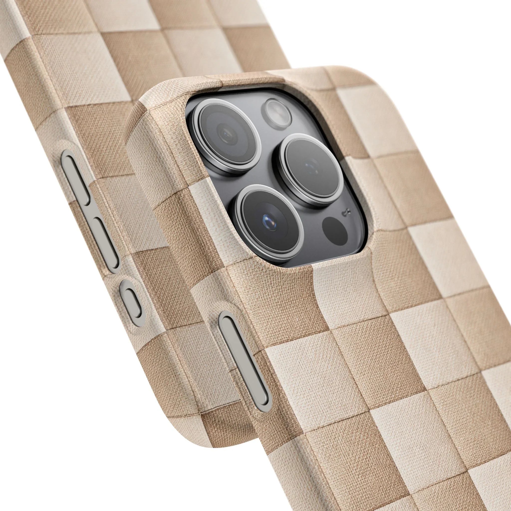 Beige Woven Phone Case for iPhone 11-17 and Galaxy S20-S25 - KARARMDESIGN