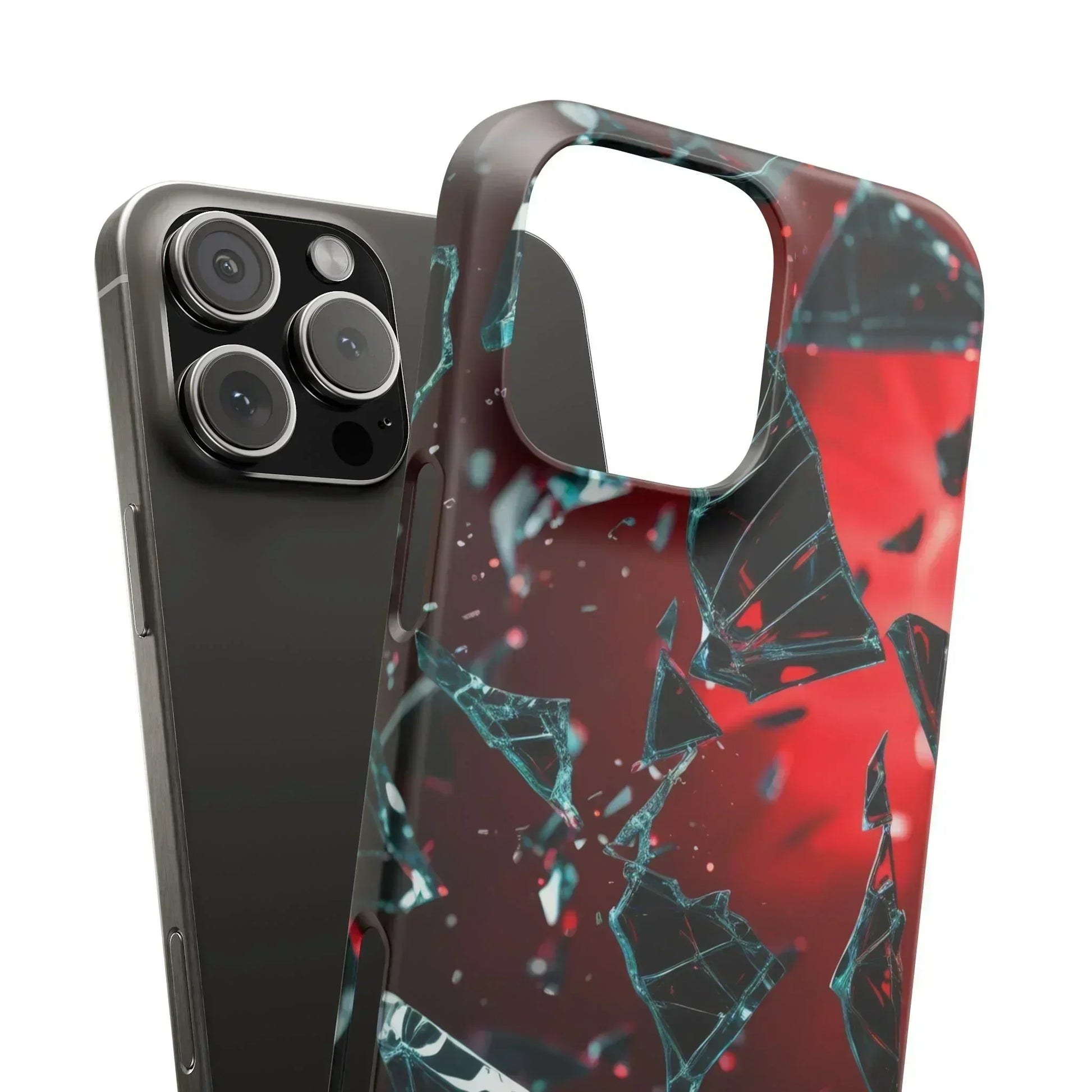 "Crimson Impact" Realistic Glass Shard Snap Phone Case for iPhone 7-16 and Samsung Galaxy S10-S24 Models - KarArmDesign