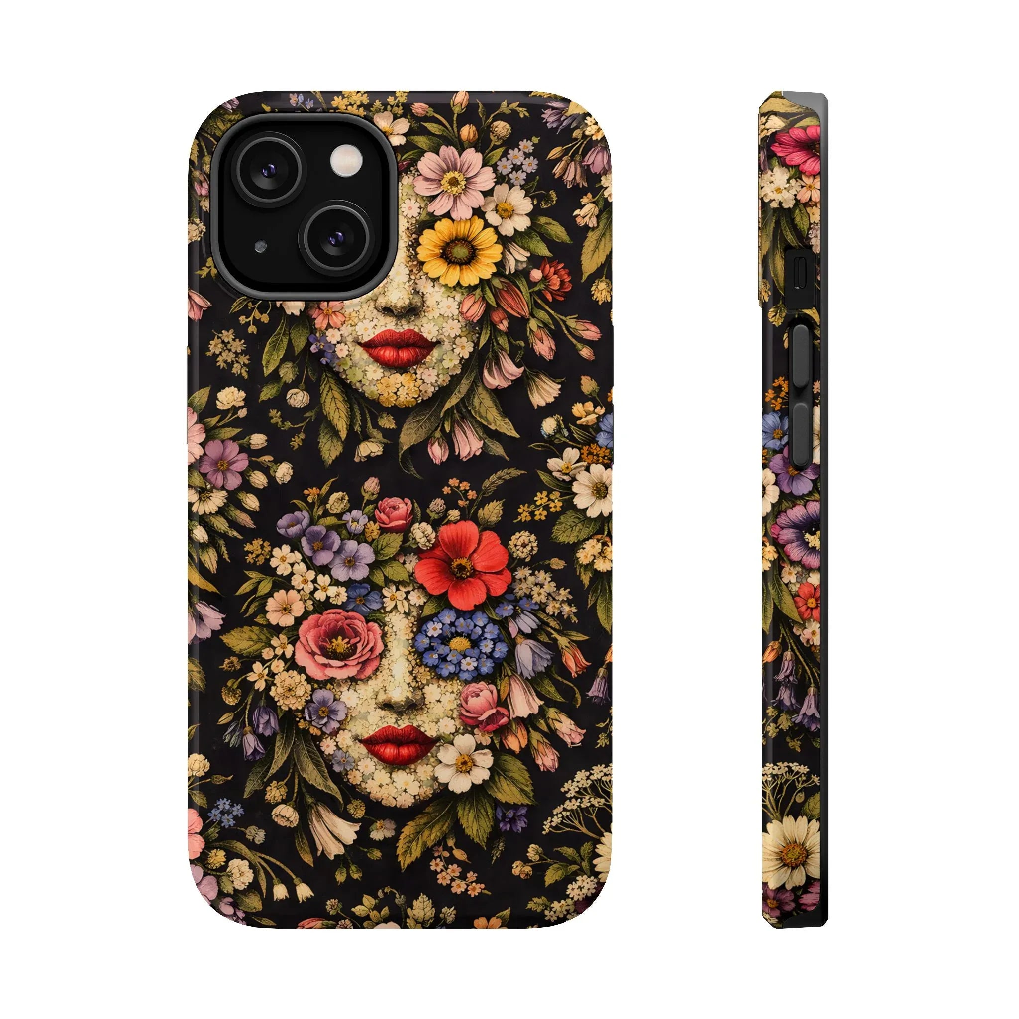 Vintage Flower Face Phone Case for iPhone 13-17 - KARARMDESIGN