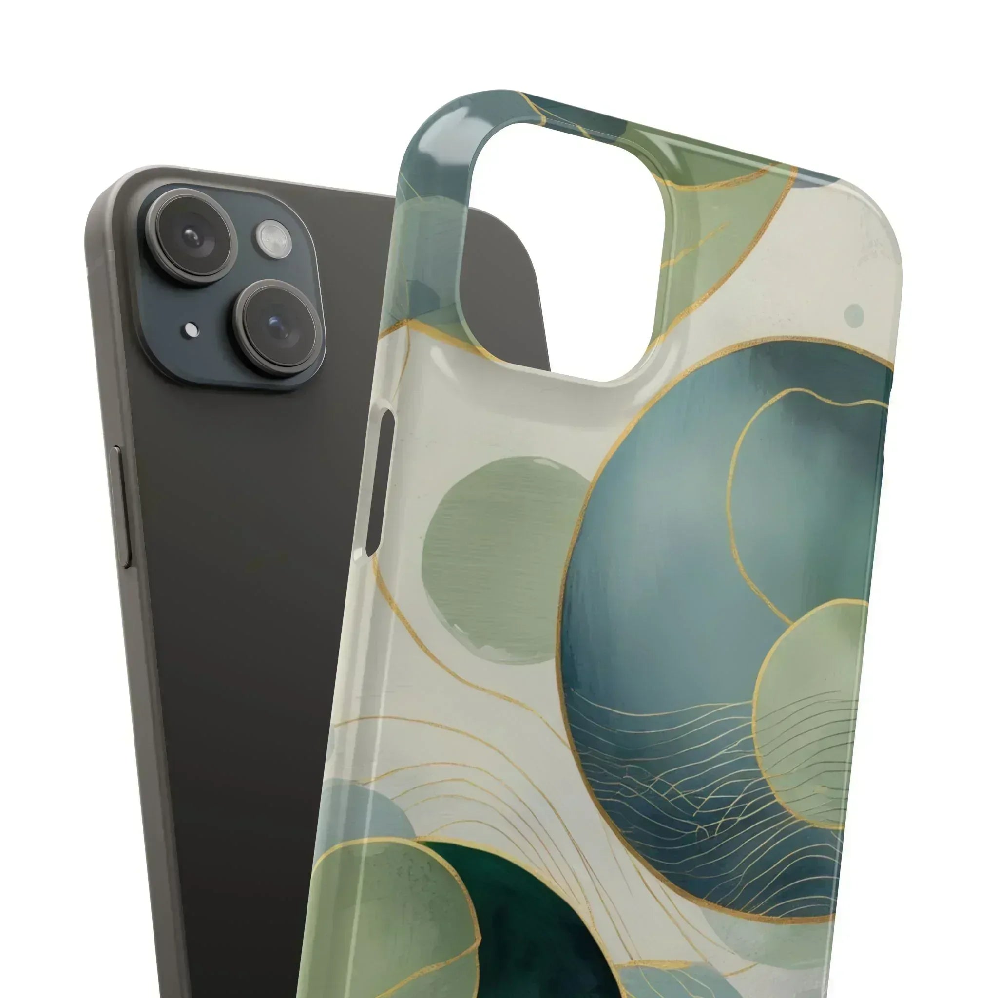 Abstract Teal Slim Phone Case for iPhone 12-16 - KARARMDESIGN