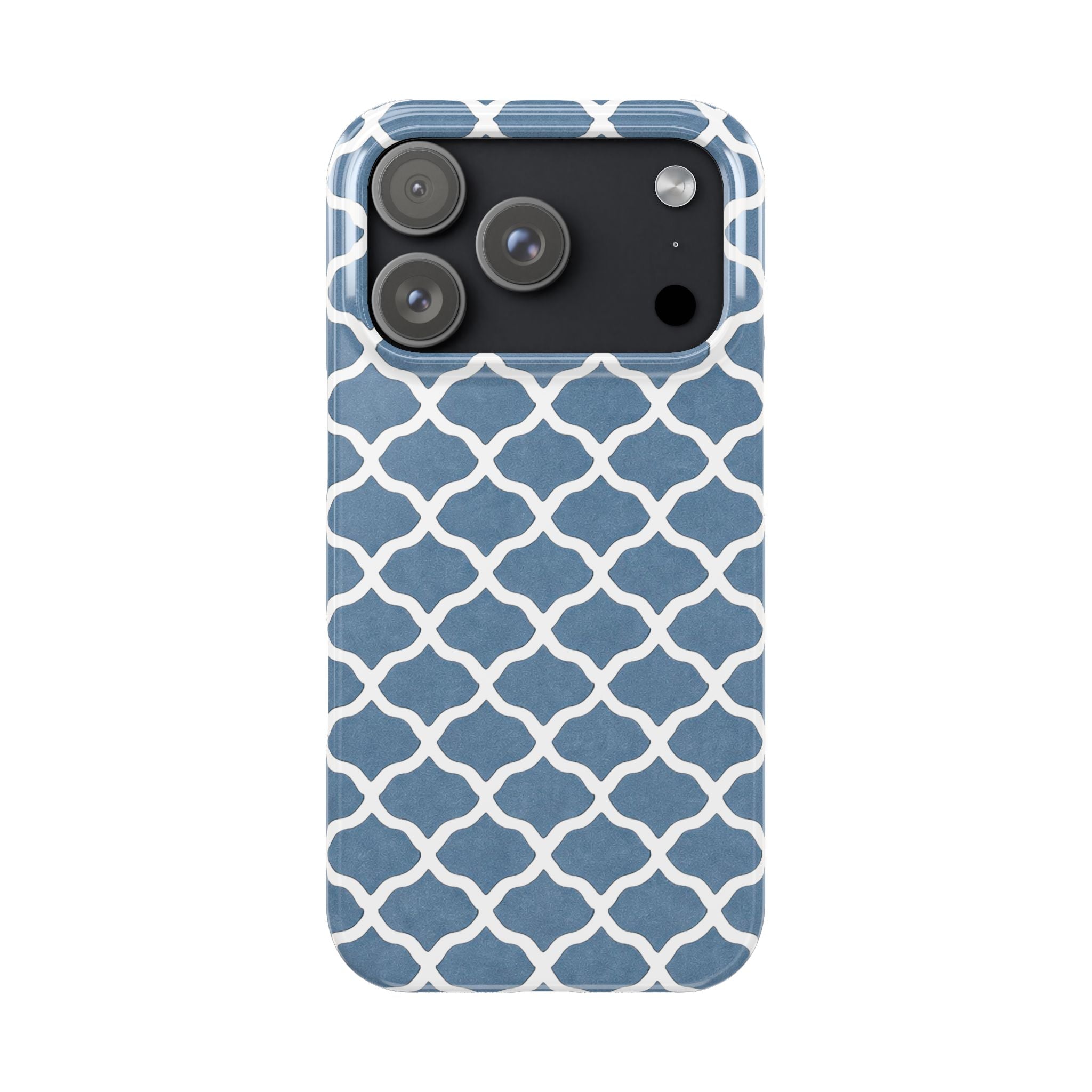 Azure Lattice Pattern Phone Case Slim Phone Cases for iPhone 11-17