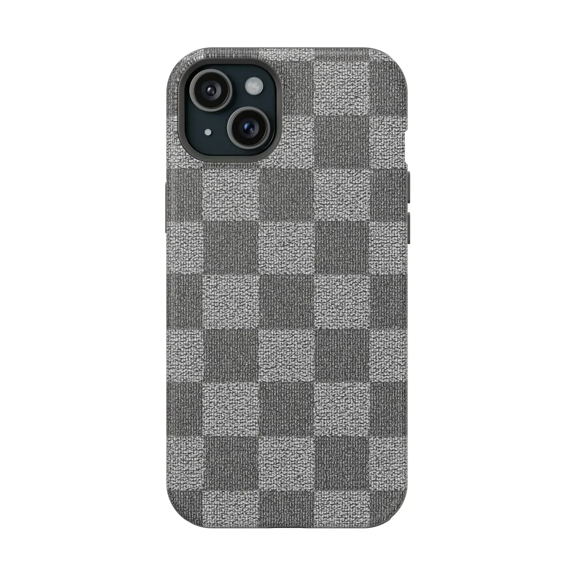 Gray Checkered Phone Case for iPhone 12-16 and Galaxy S21-S22 - KARARMDESIGN