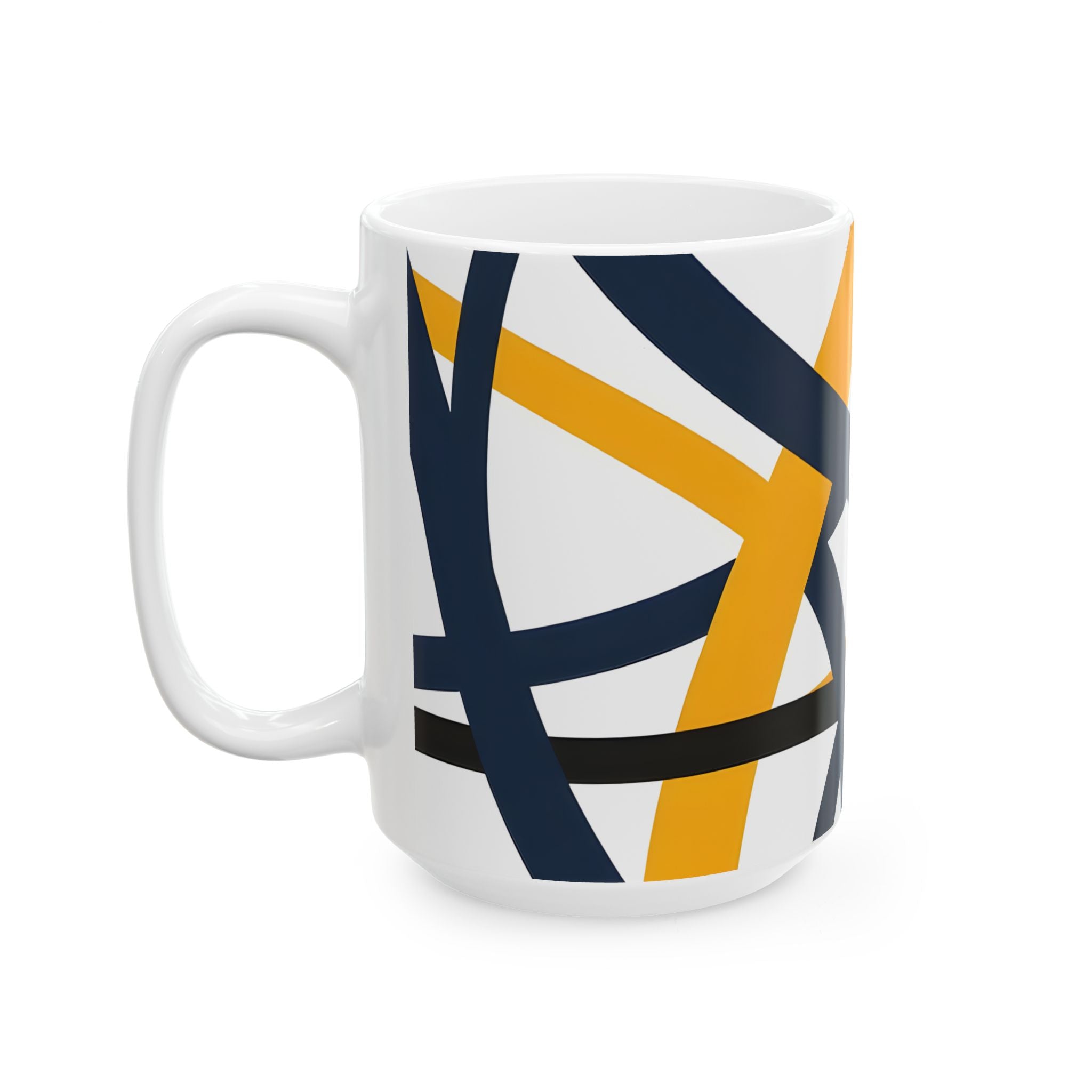 Navy Blue and Orange Smoke Pattern Ceramic Mug