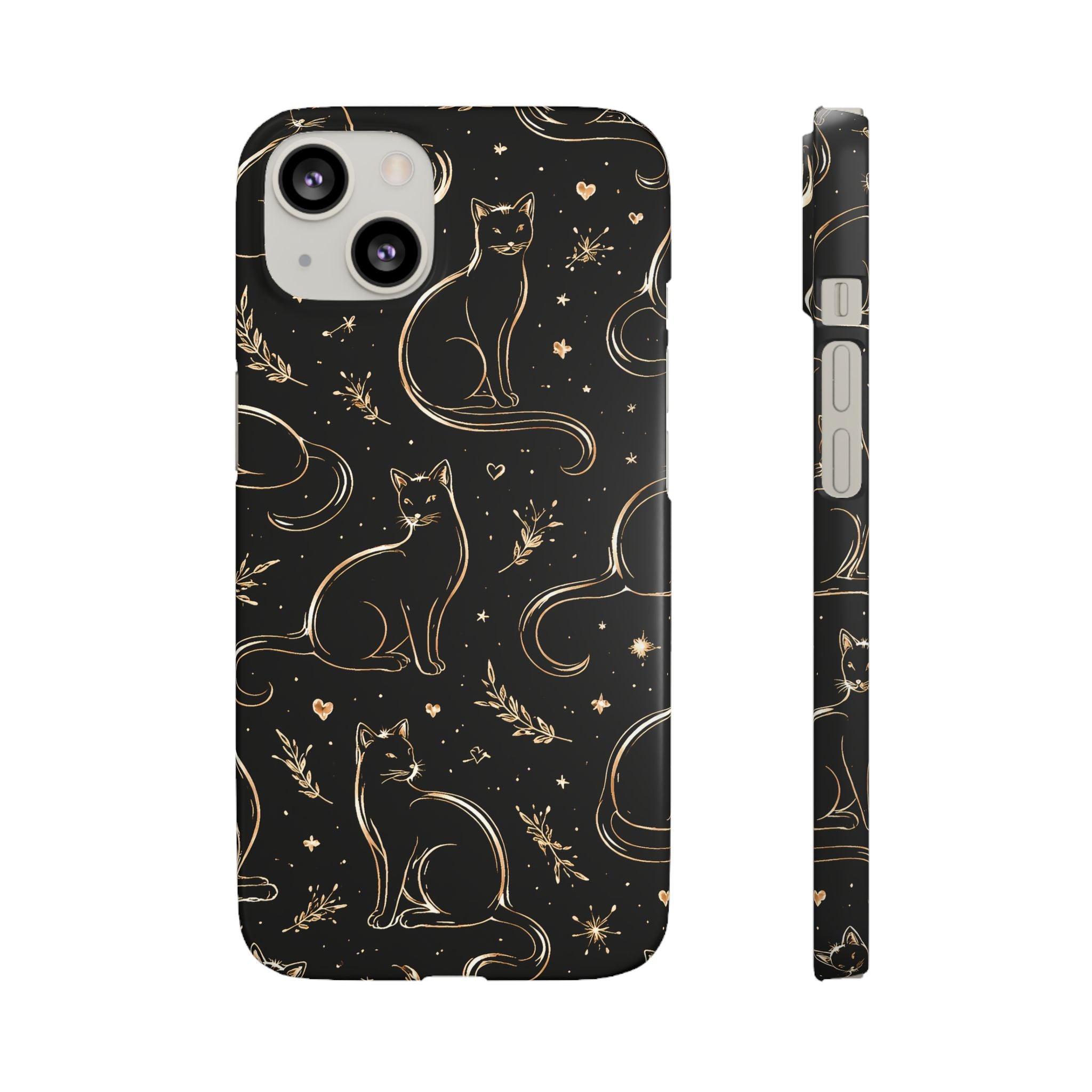 Golden Cat Pattern Phone Case for iPhone 11-17 and Galaxy S20-S26