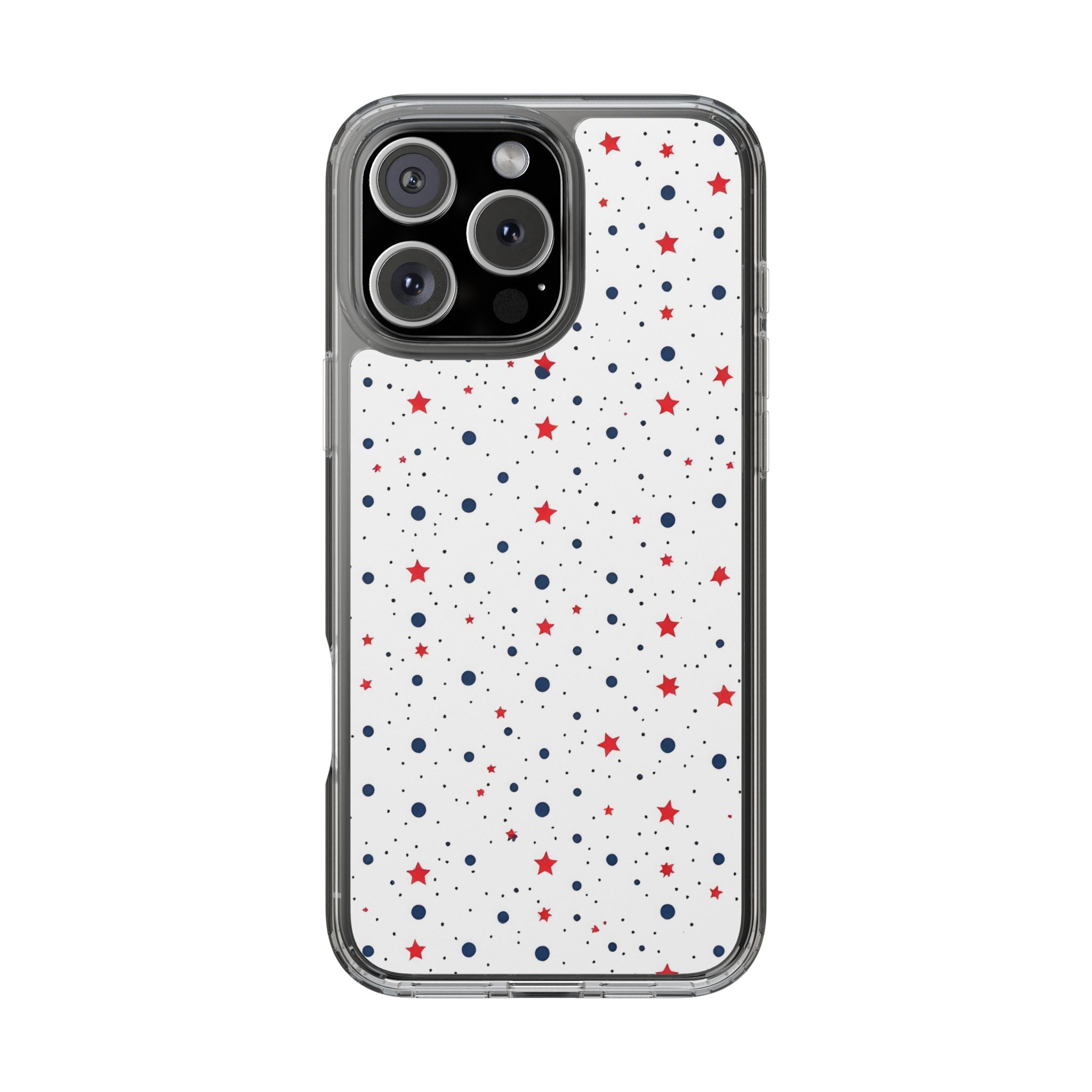 White Polka Dot & Stars Clear Case for iPhone & Samsung