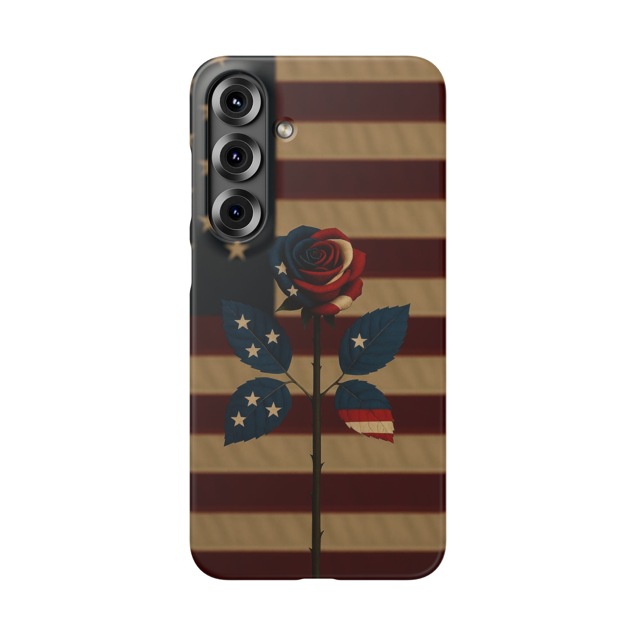 American Rose Flag Phone Case for iPhone 8-17 and Galaxy S20-S26