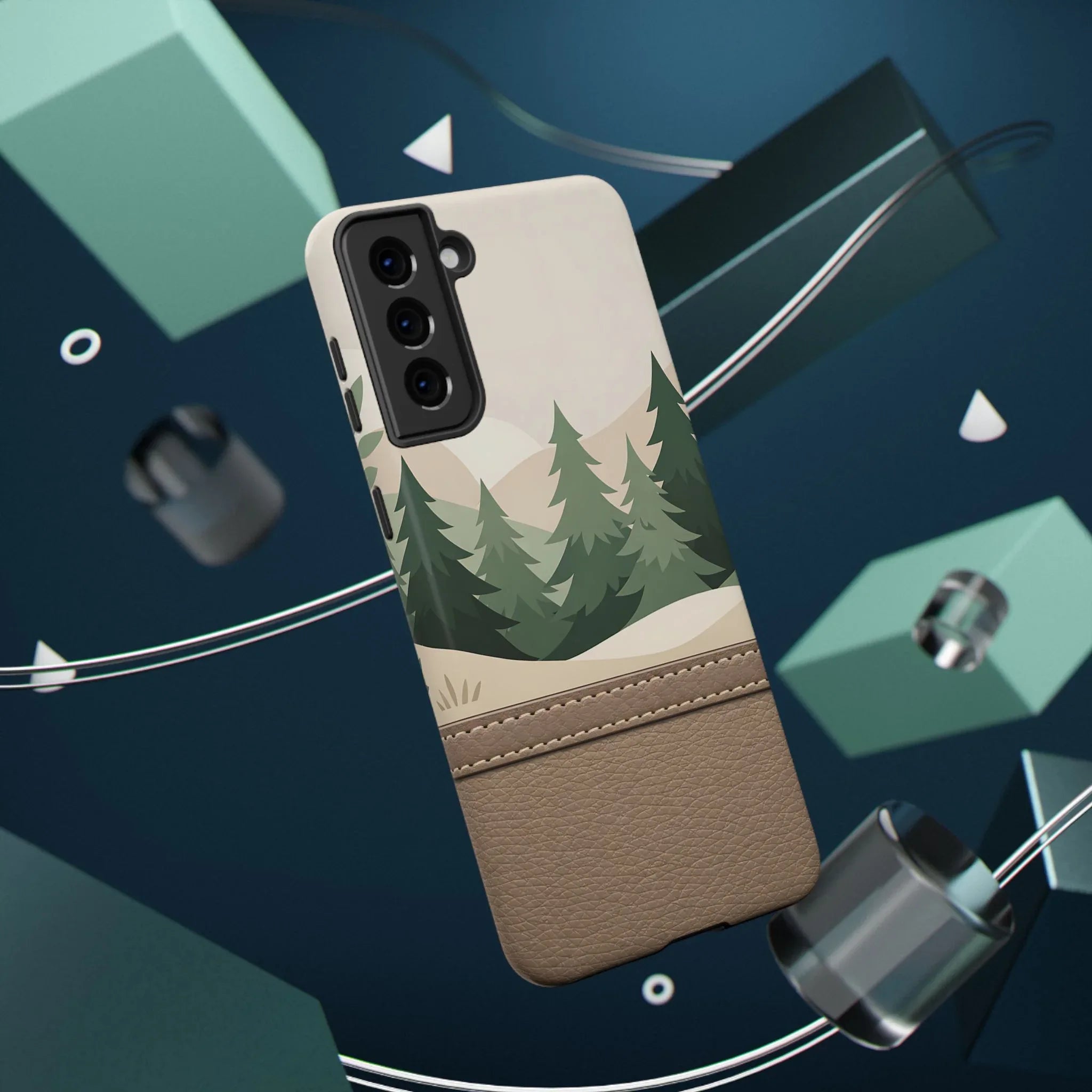 Forest Leather Phone Case for iPhone 11-17 and Galaxy S21-S25 - KARARMDESIGN