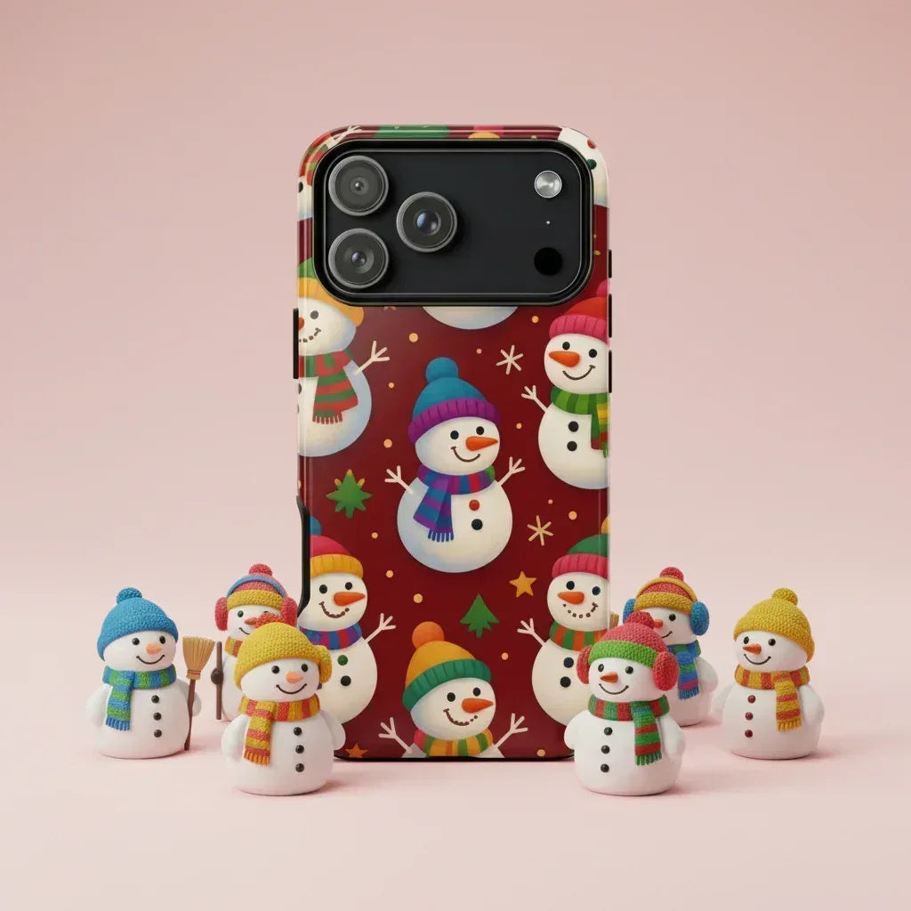 Festive Snowmen Parade Phone Case for iPhone 11–17 and Galaxy S10–S25 - KARARMDESIGN