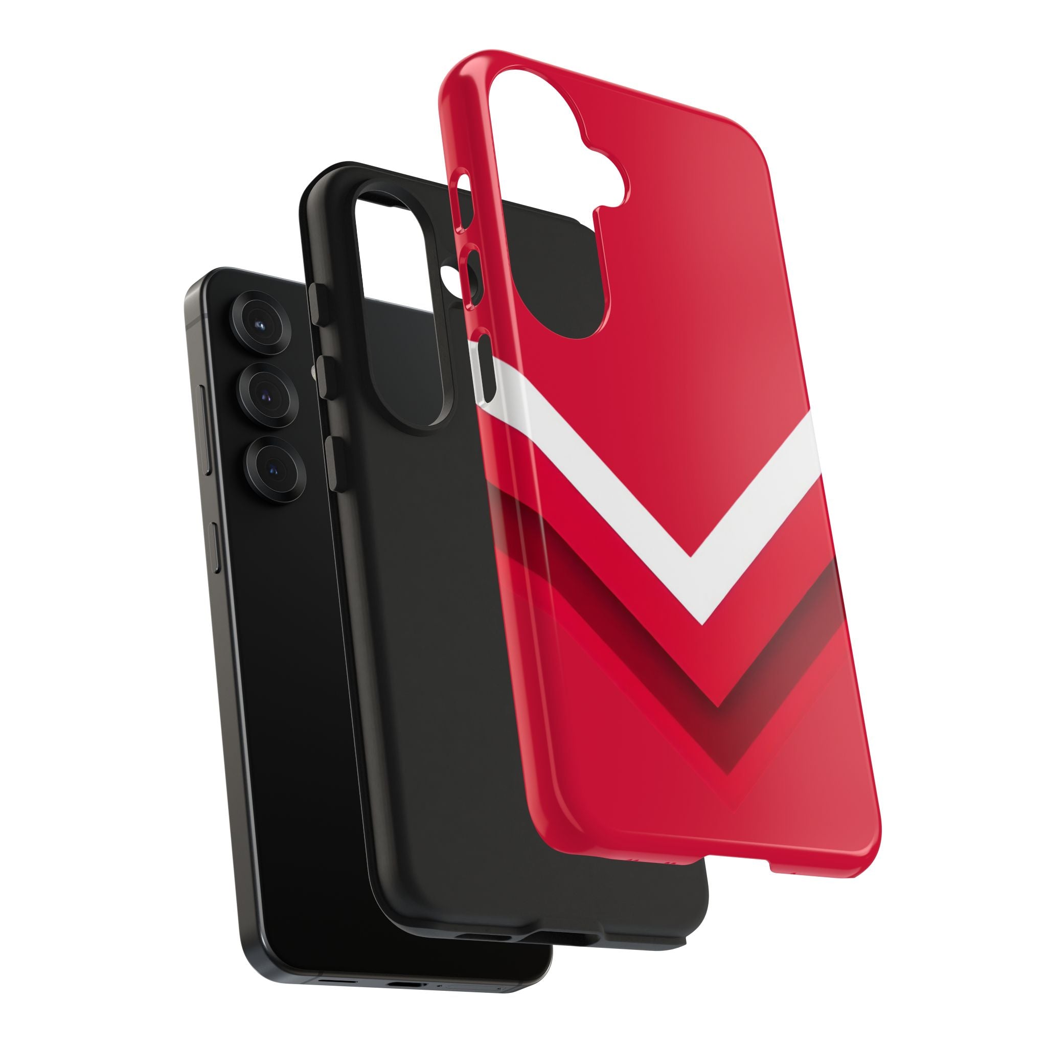 Red Chevron Armor Phone Case for iPhone 11–16 & Galaxy S21–S24