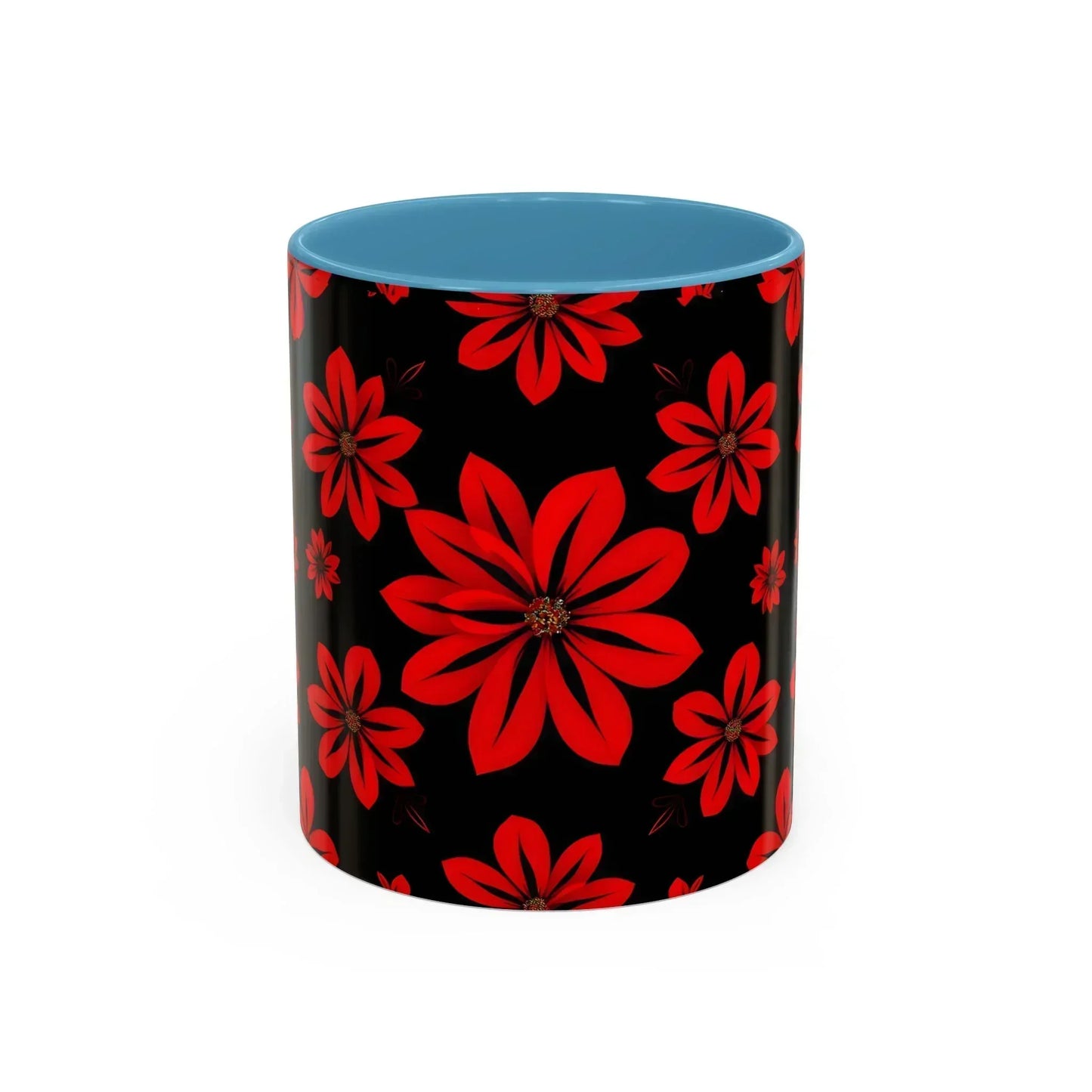 Accent Red Floral Coffee Mug – 11oz & 15oz - KarArmDesign