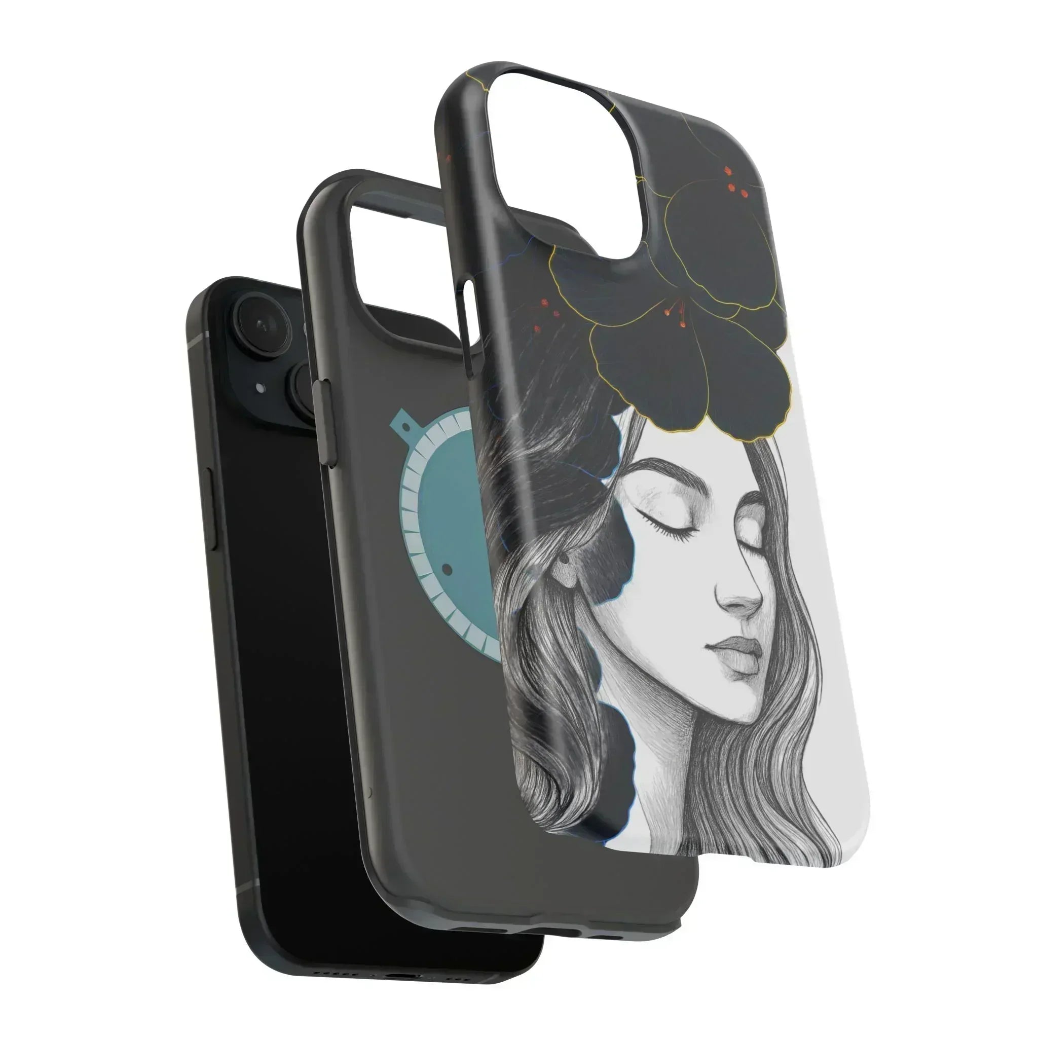 Dark Floral Elegance Phone Case for iPhone 13-16 - KARARMDESIGN