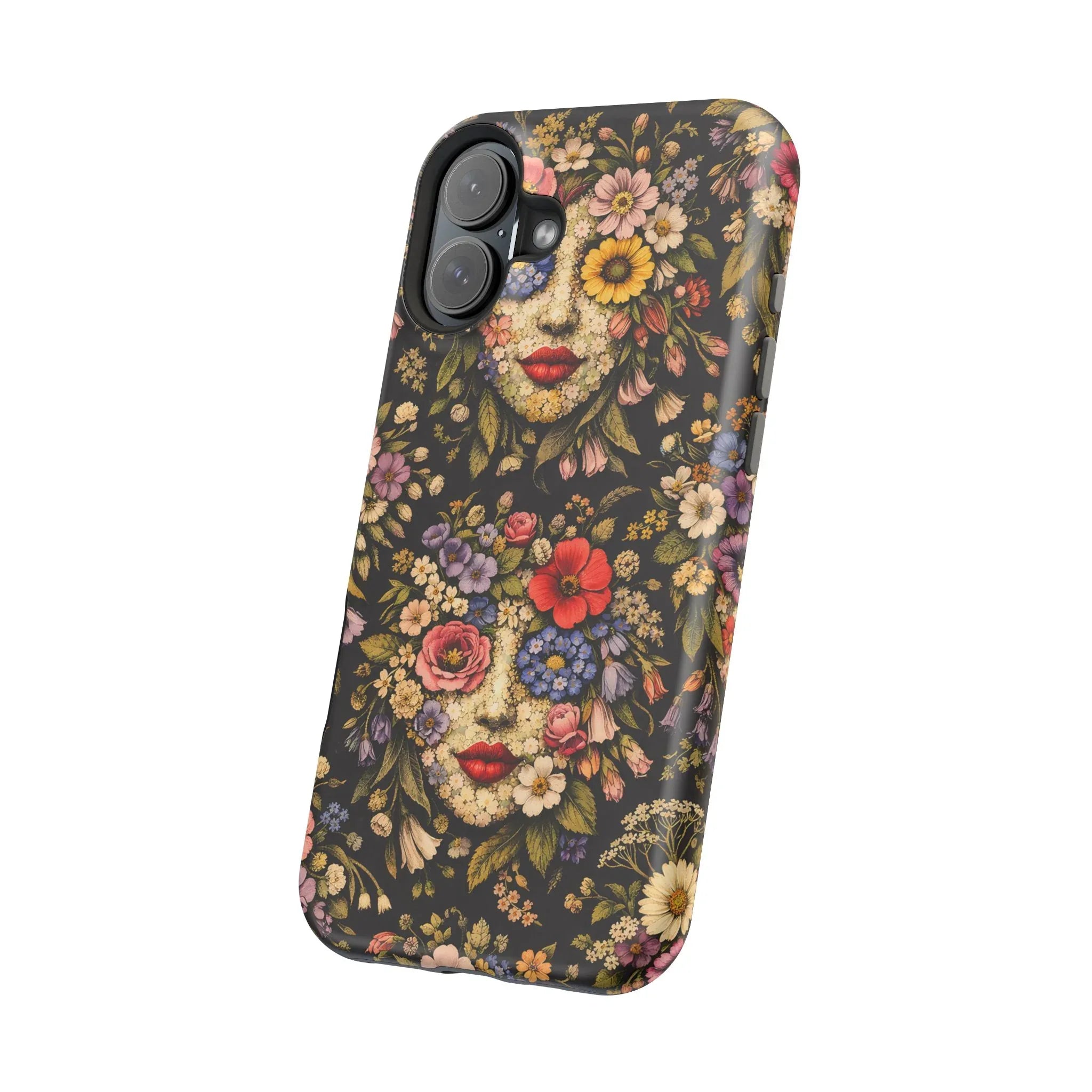 Vintage Flower Face Phone Case for iPhone 13-17 - KARARMDESIGN
