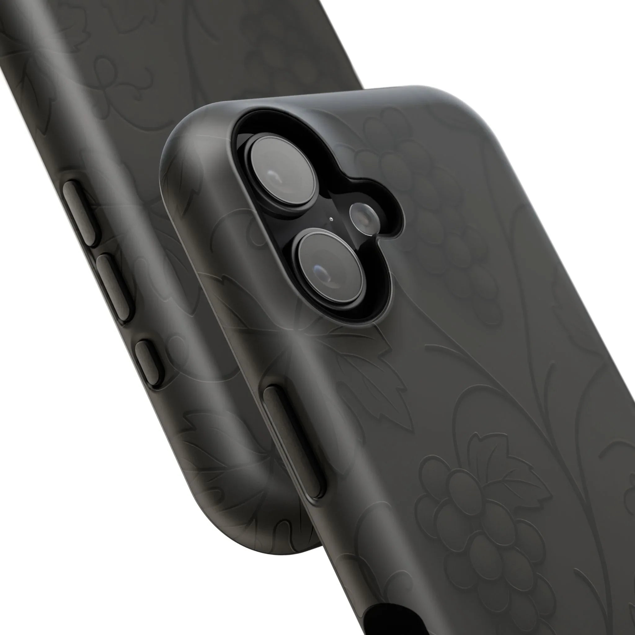 Elegant Embossed Grape Leaf Black Phone Case for iPhone and Galaxy - KARARMDESIGN