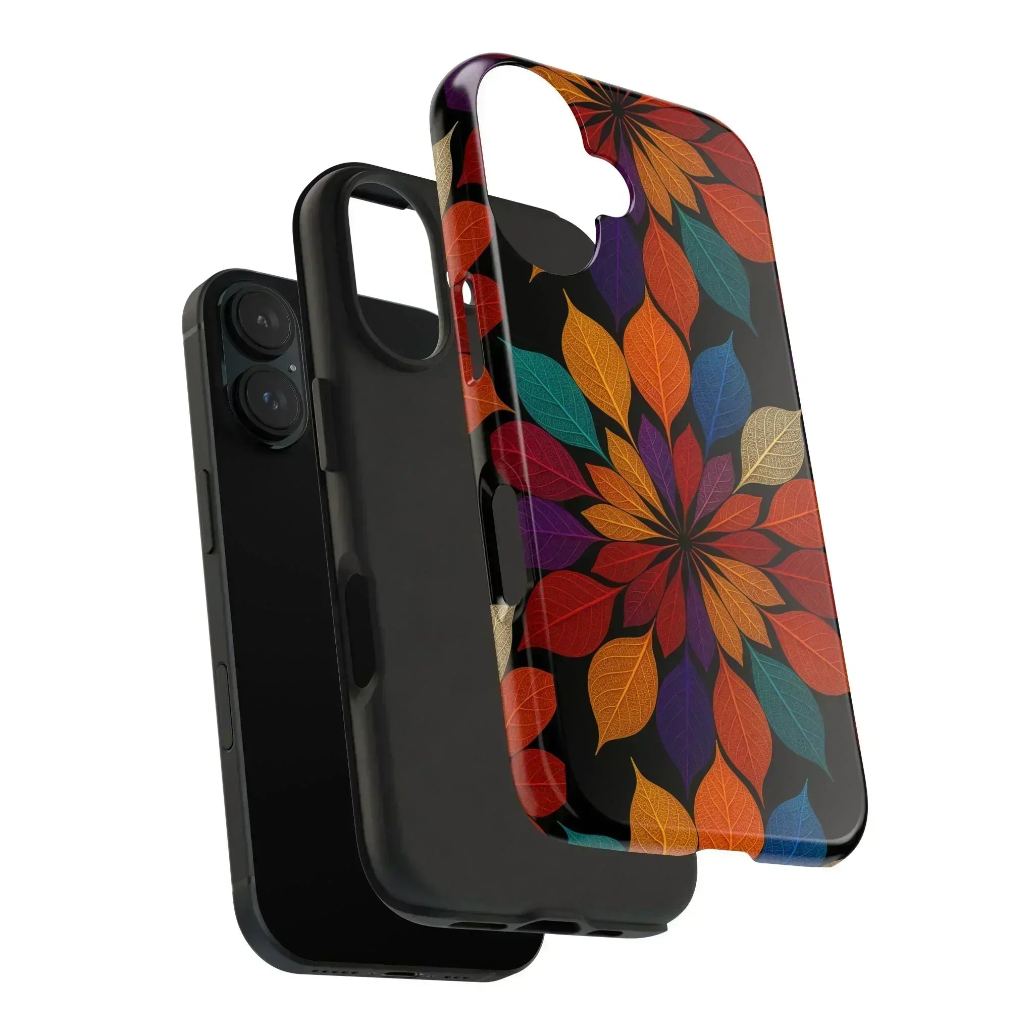Leaf Mandala Phone Case for iPhone 11-16 and Galaxy S21-S24 - KARARMDESIGN
