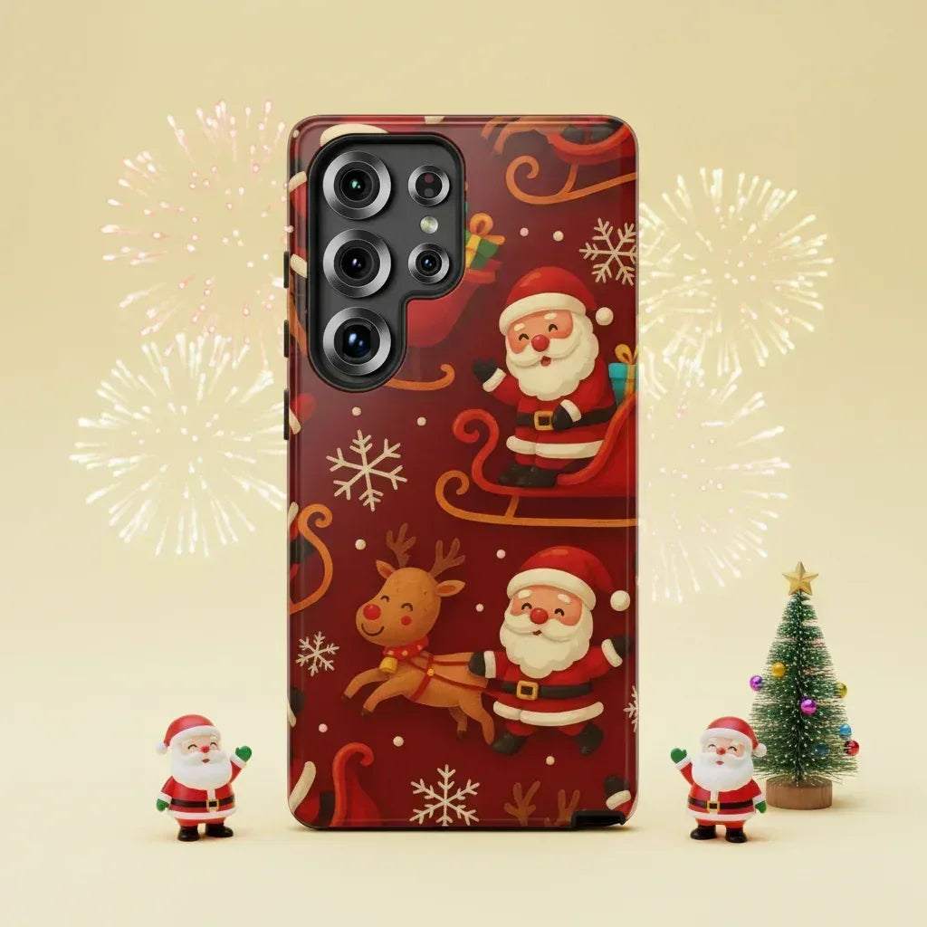 Santa Sleigh Ride Phone Case for iPhone 11-17 and Galaxy S10-S25 - KARARMDESIGN