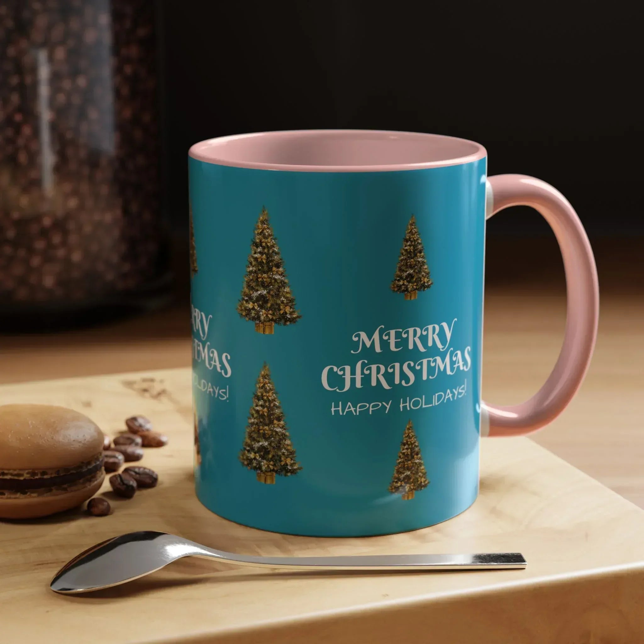 Merry Christmas and Happy Holidays Mug - Accent Coffee Mug (11, 15oz) - KARARMDESIGN