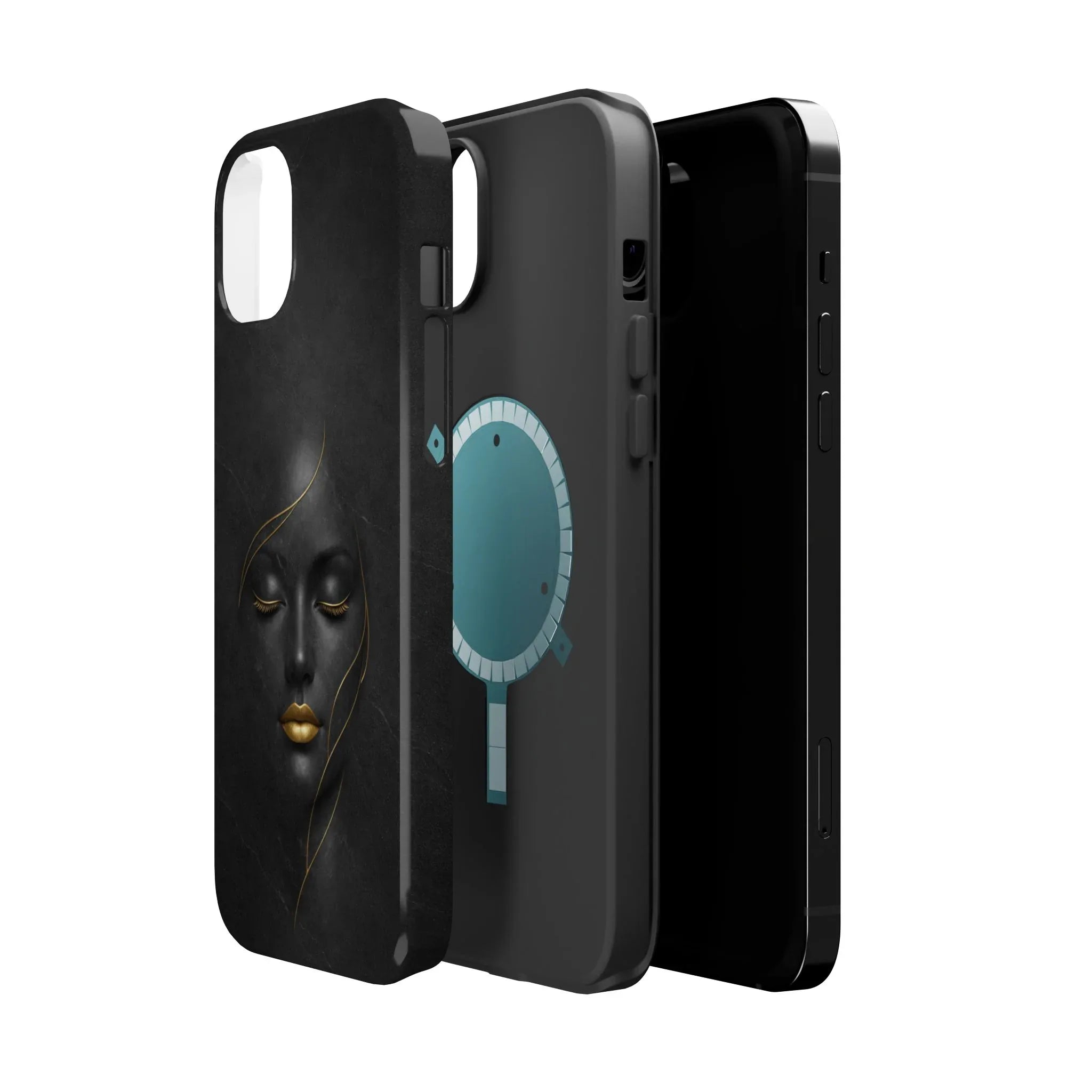 Black Gold Face Phone Case for iPhone 13-17 - KARARMDESIGN