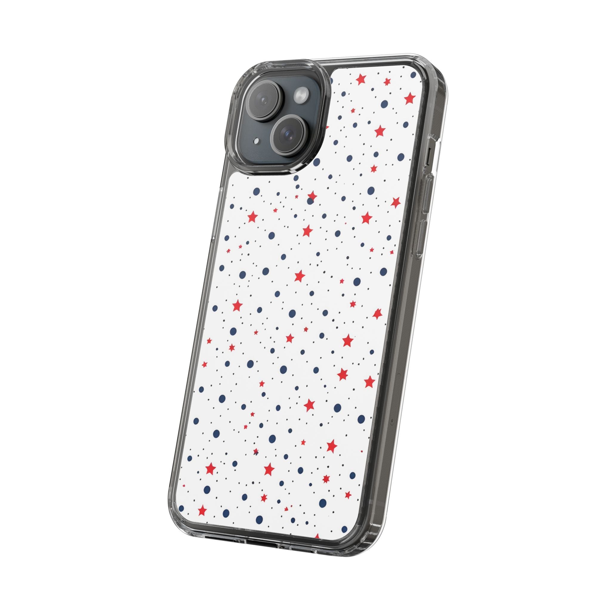 White Polka Dot & Stars Clear Case for iPhone & Samsung