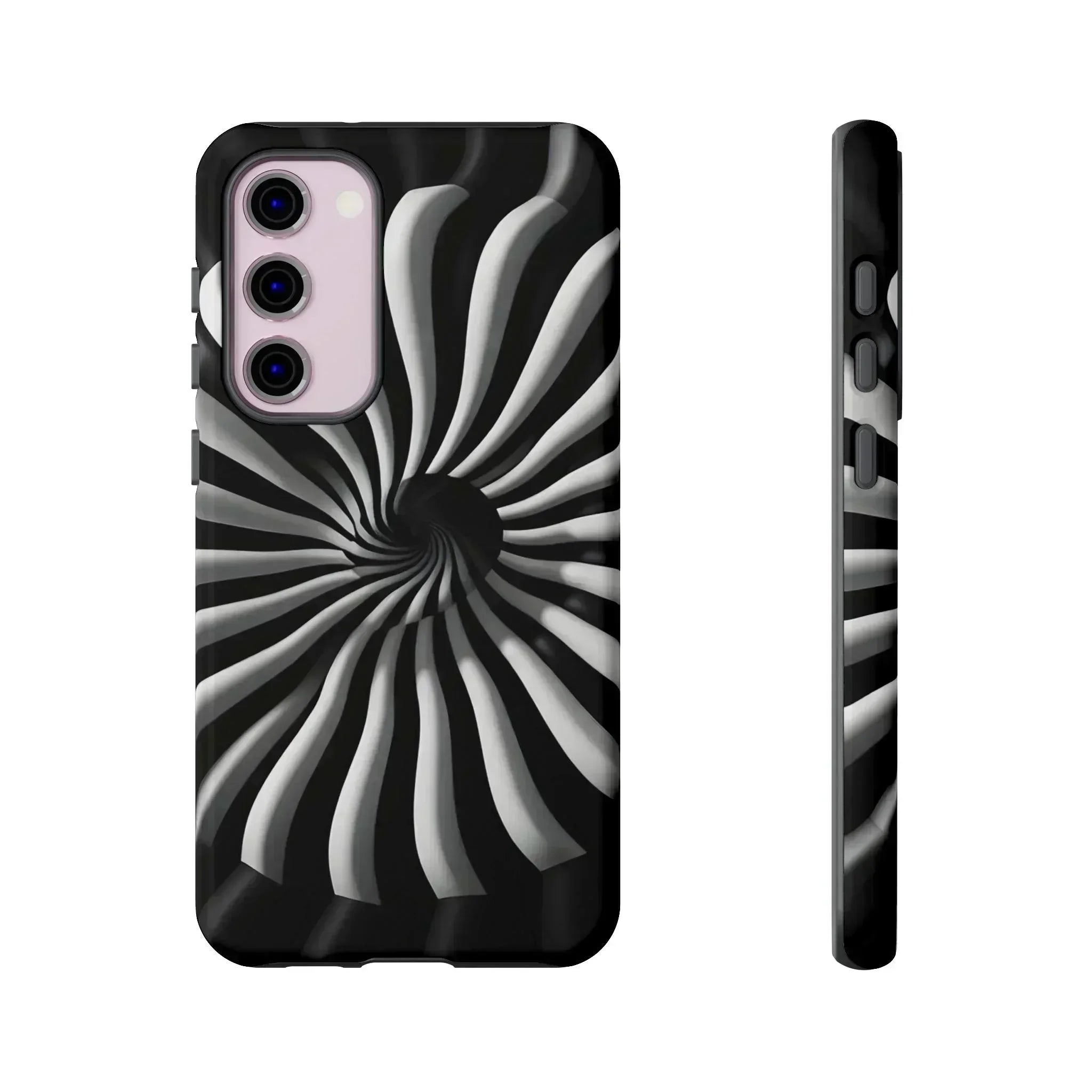 Hypnotic Black and White Spiral Phone Case for iPhone & Galaxy - KARARMDESIGN