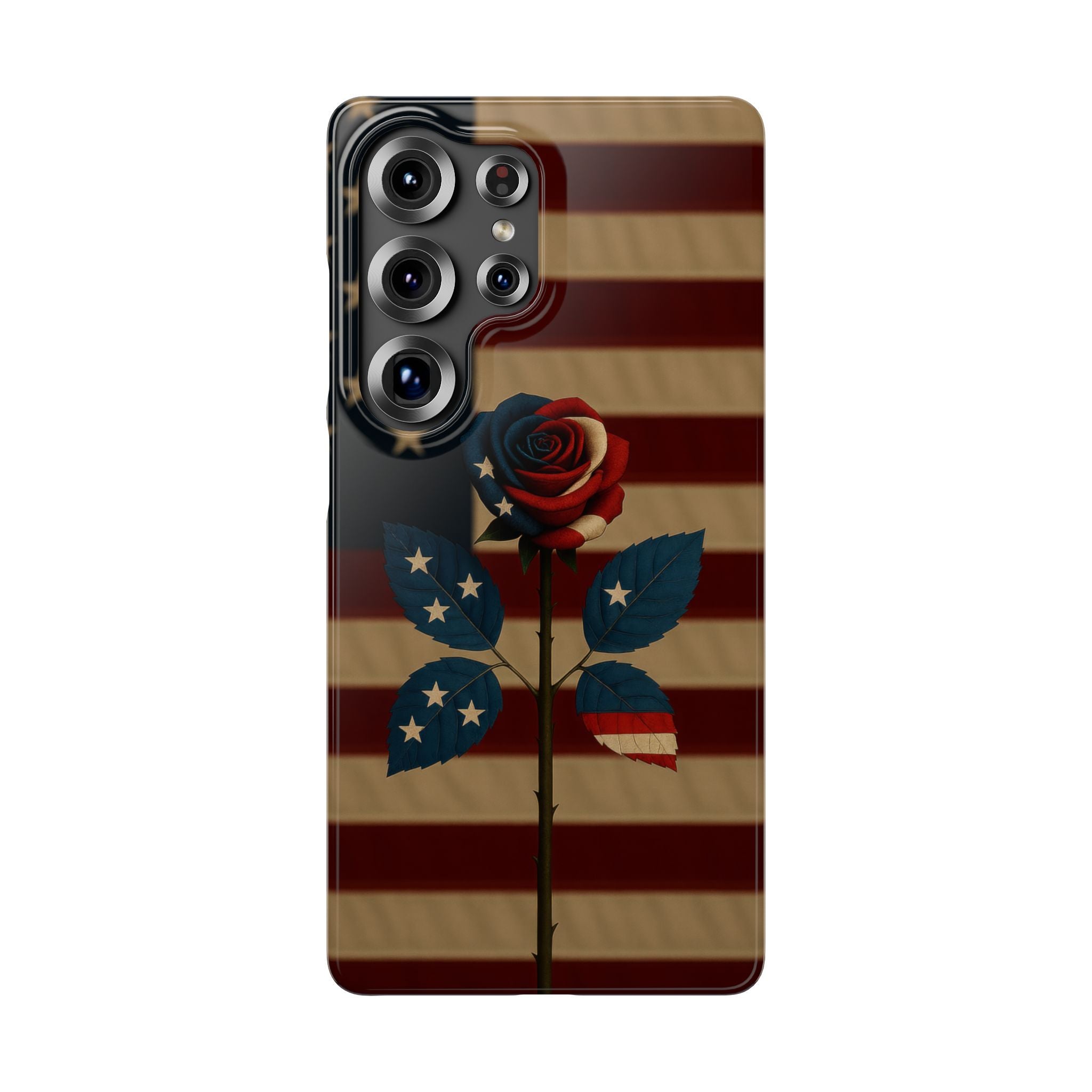 American Rose Flag Phone Case for iPhone 8-17 and Galaxy S20-S26