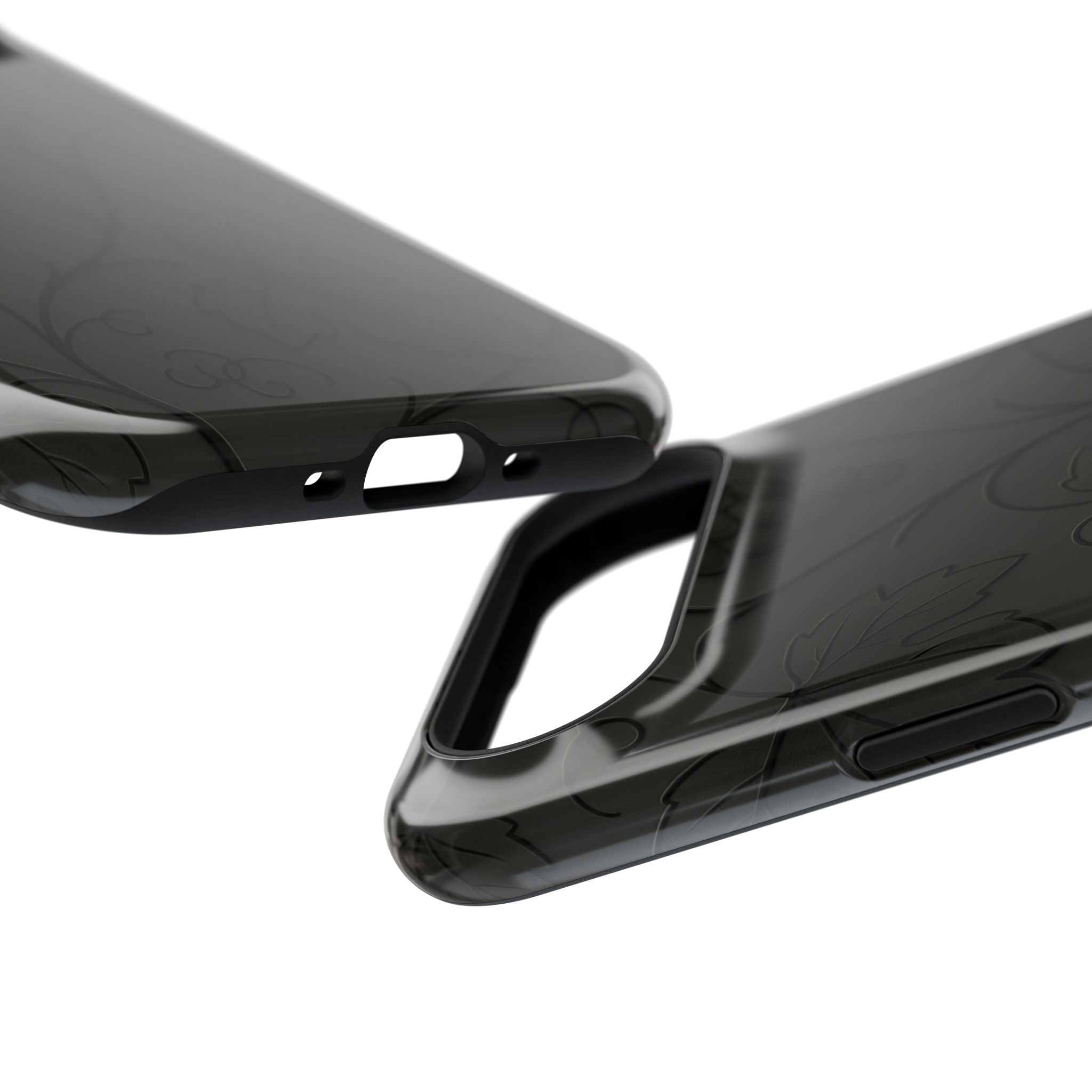 Embossed Grape Leaf Phone Case – Elegant Black Design for iPhone & Samsung