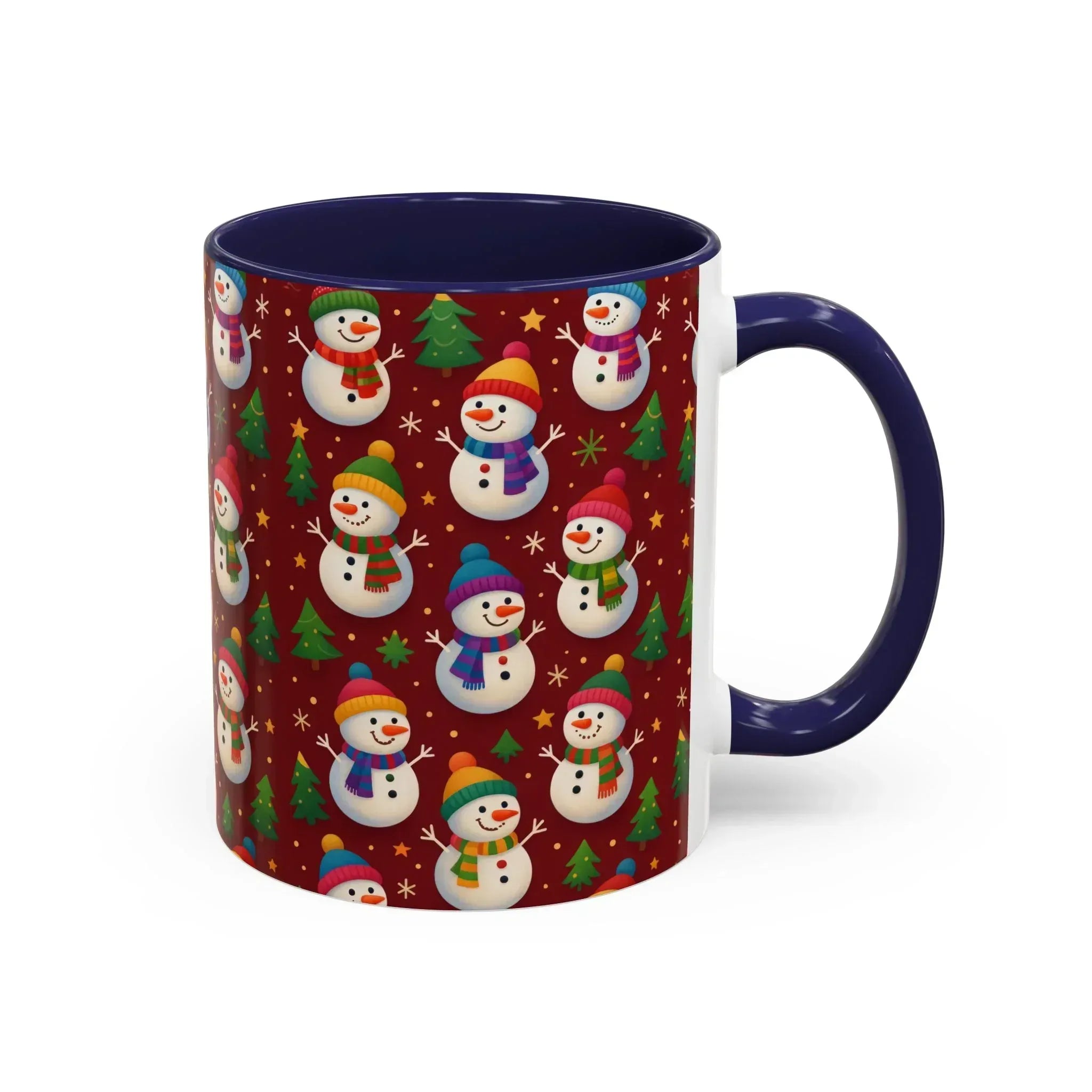 Festive Snowman Parade Accent Coffee Mug (11oz) - KARARMDESIGN